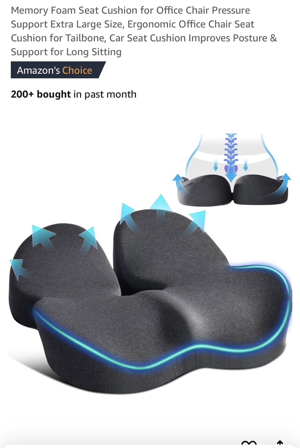 Ergonomic Memory Foam Seat Cushion