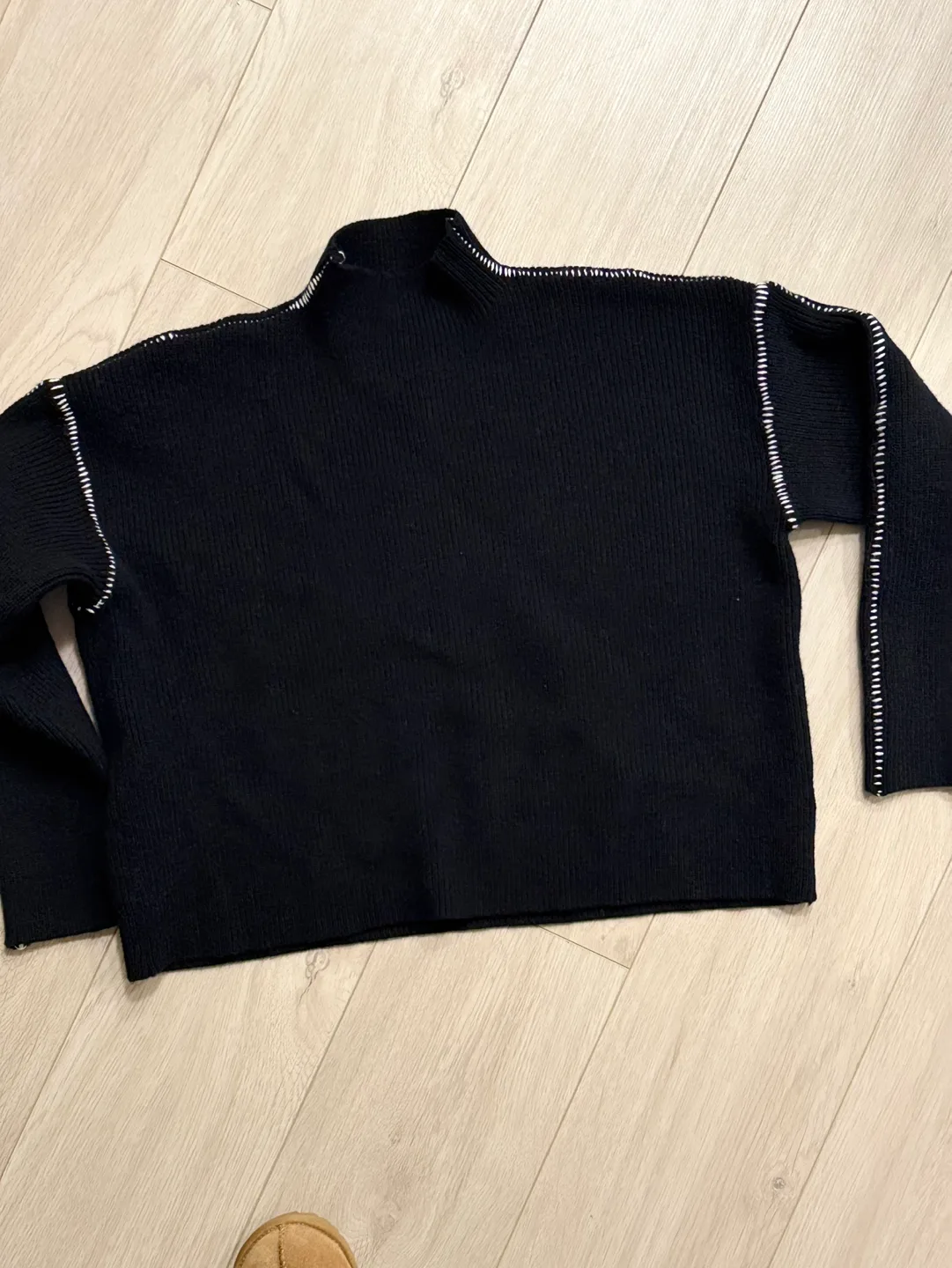 Black Mock Neck Sweater with Detailing thumbnail