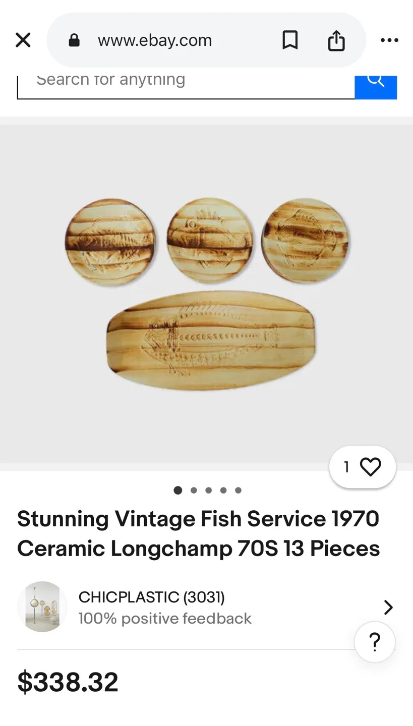 Vintage Modern Fish-Shaped Serving Platter and Plates image indicator(7)