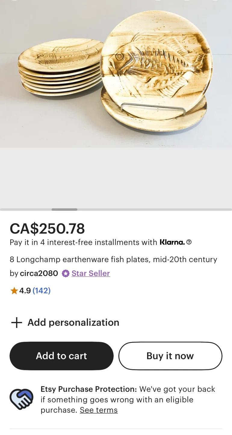 Vintage Modern Fish-Shaped Serving Platter and Plates image indicator(8)