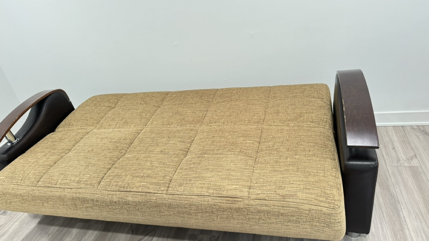 Beige and Brown Sofa Bed - photo 3