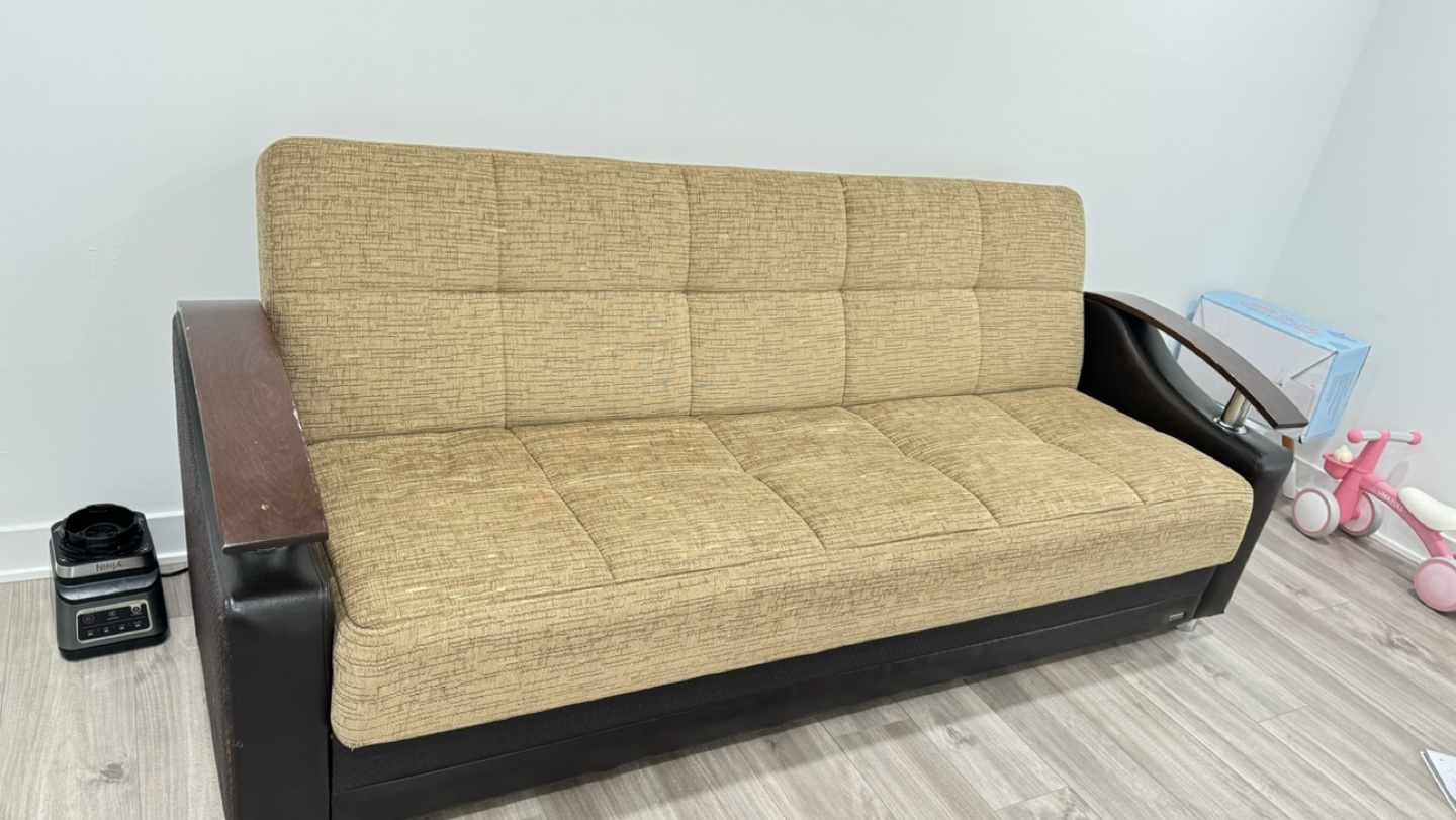 Beige and Brown Sofa Bed - photo 2