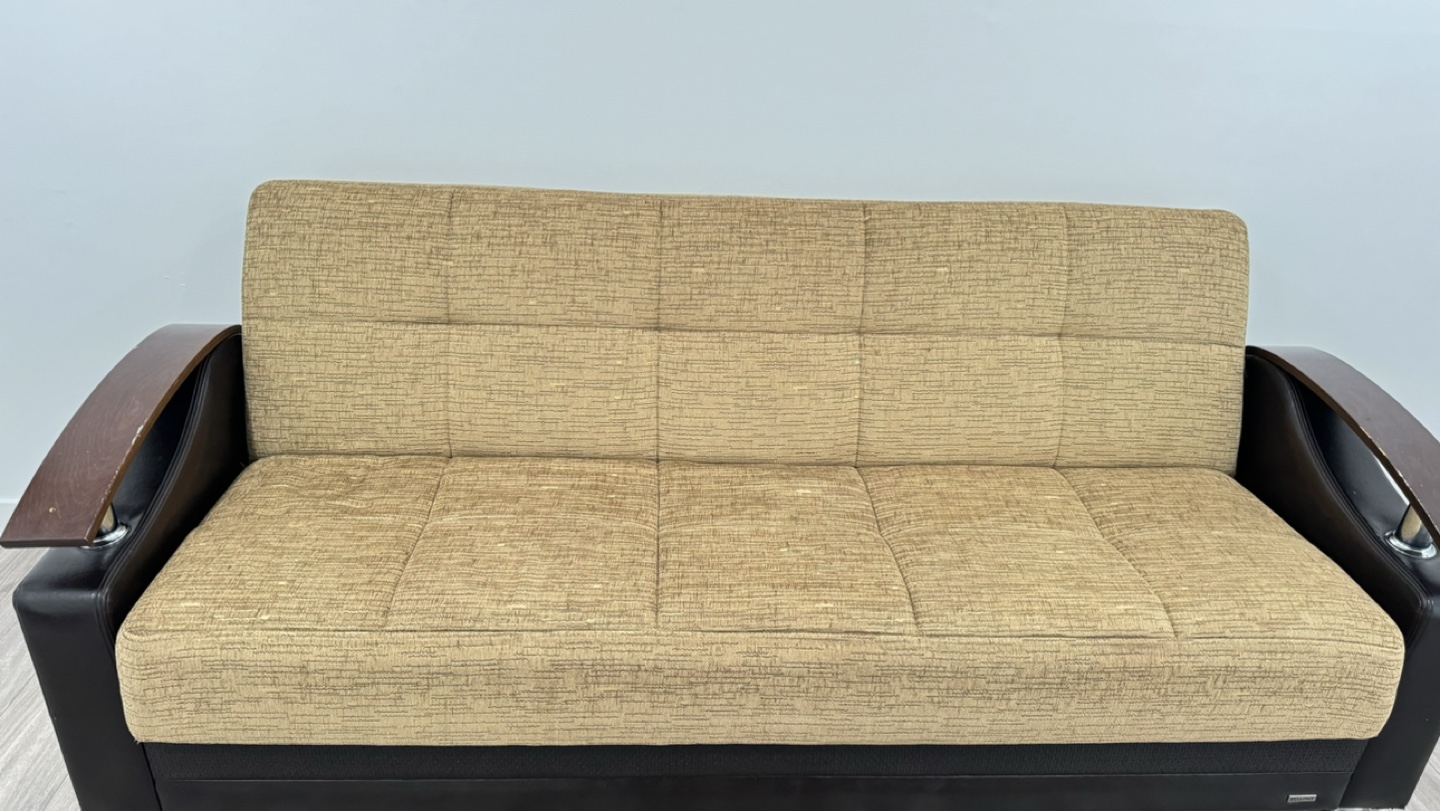 Beige and Brown Sofa Bed