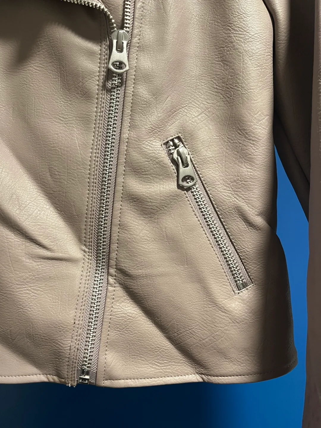 Plenty by Monk & Lou Taupe Faux Leather Moto Jacket image indicator(3)