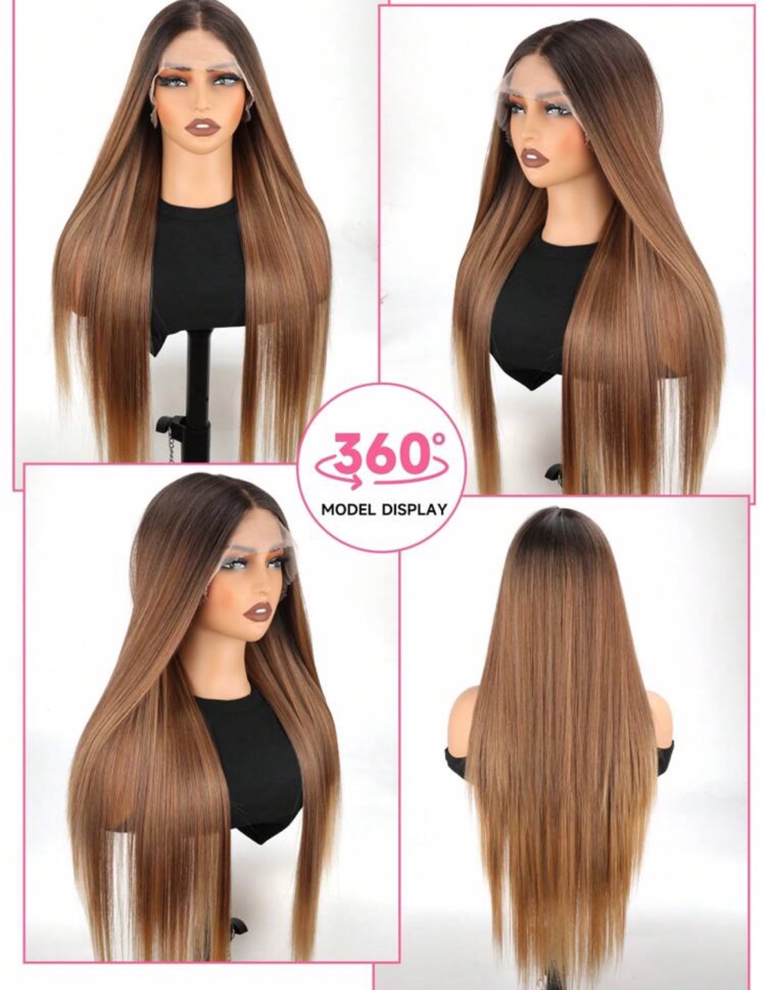 Long Brown Ombre Lace Front Wig 30 inch - photo 2