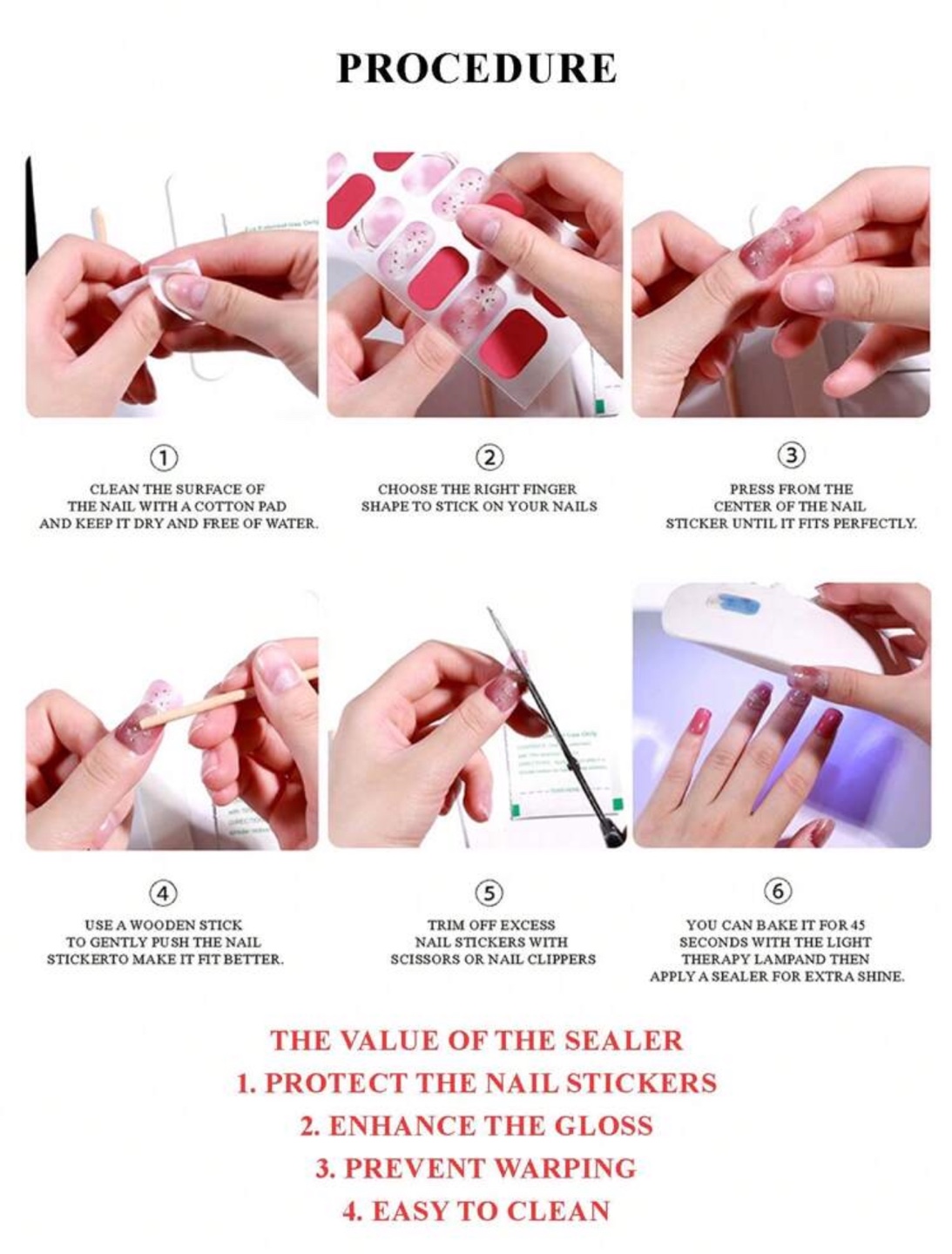 JR016 Gel Nail Stickers - Pink Marble & Solid Red - photo 2