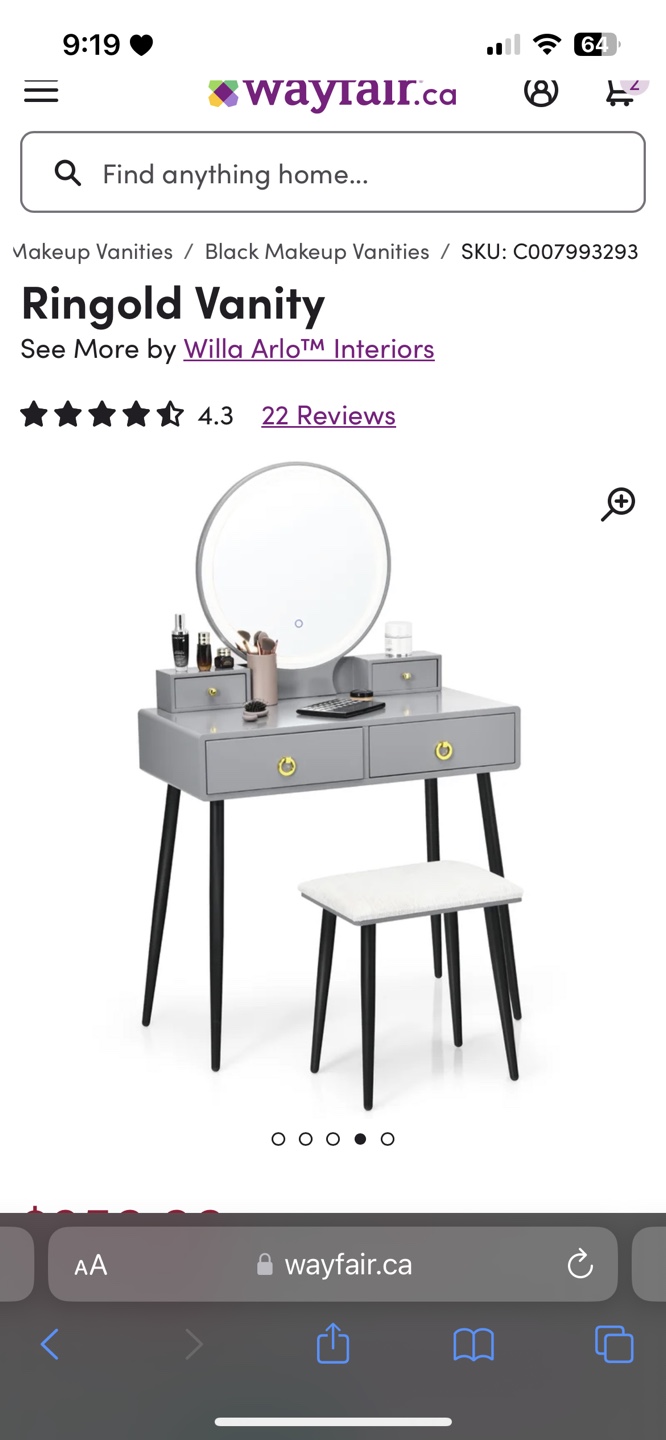 Grey vanity table with stool - photo 4