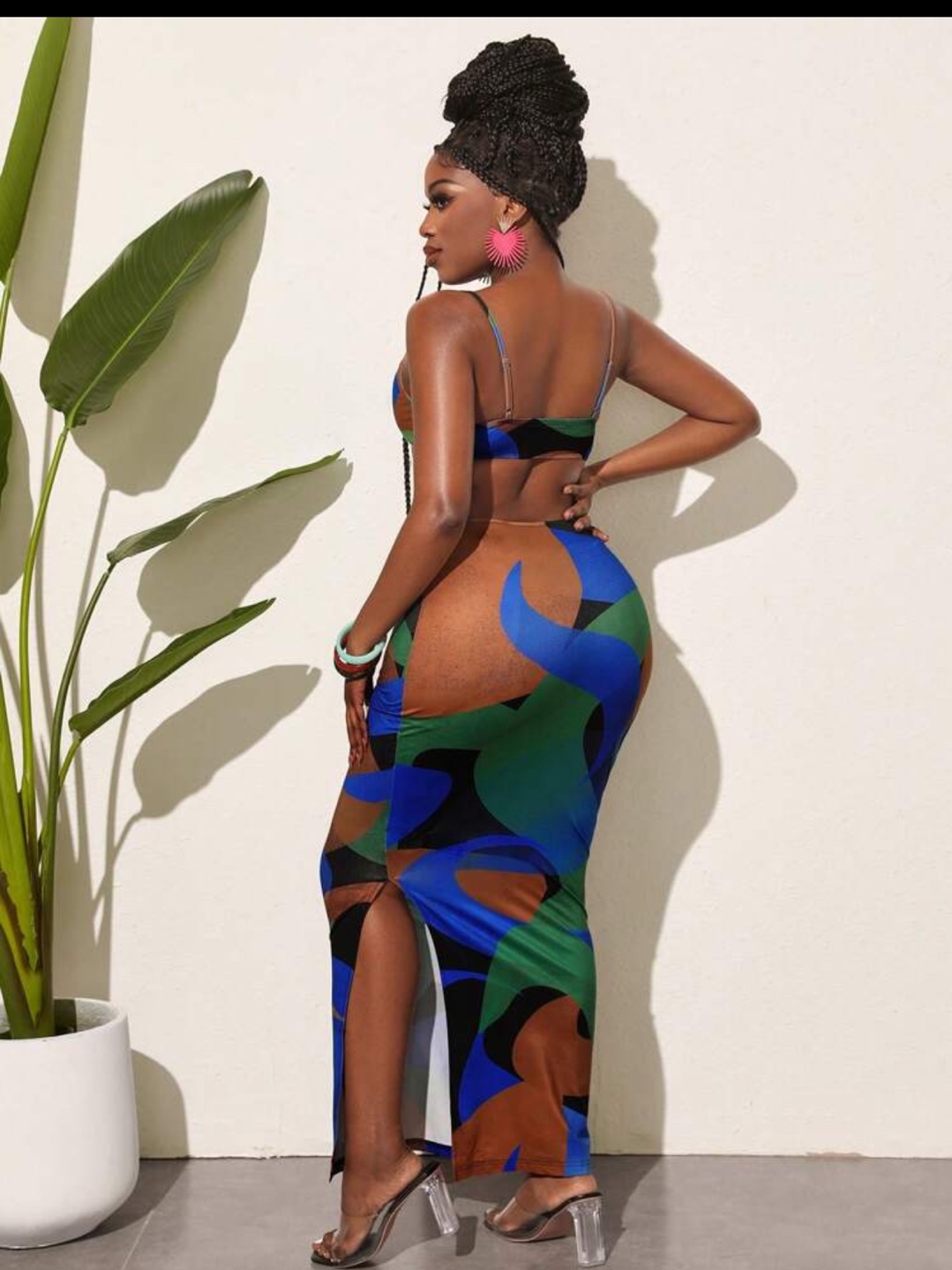 Abstract Print Cut-Out Maxi Dress - photo 2