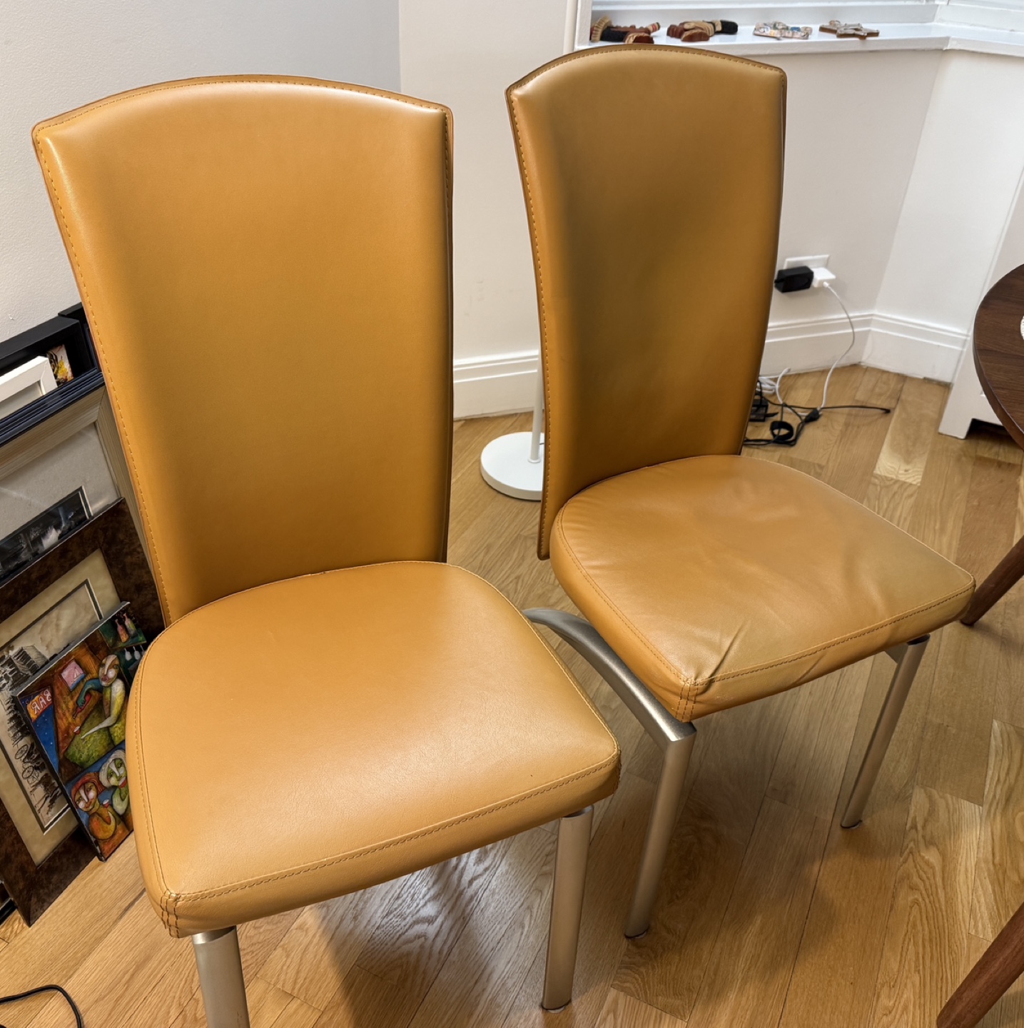 Pair of Modern Leather Dining Chairs