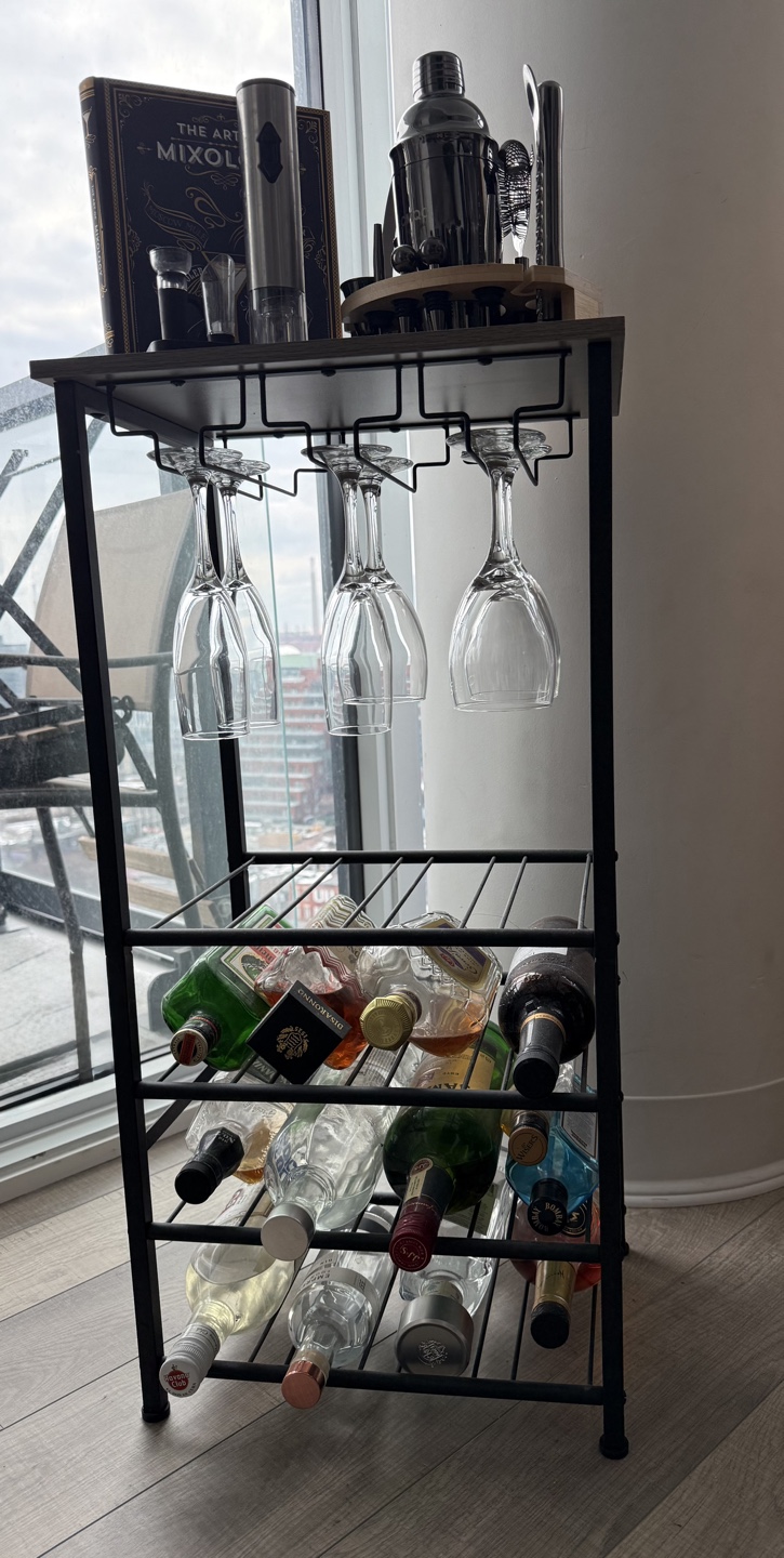 Bar Cart with Wine Rack & Glass Holder - photo 2
