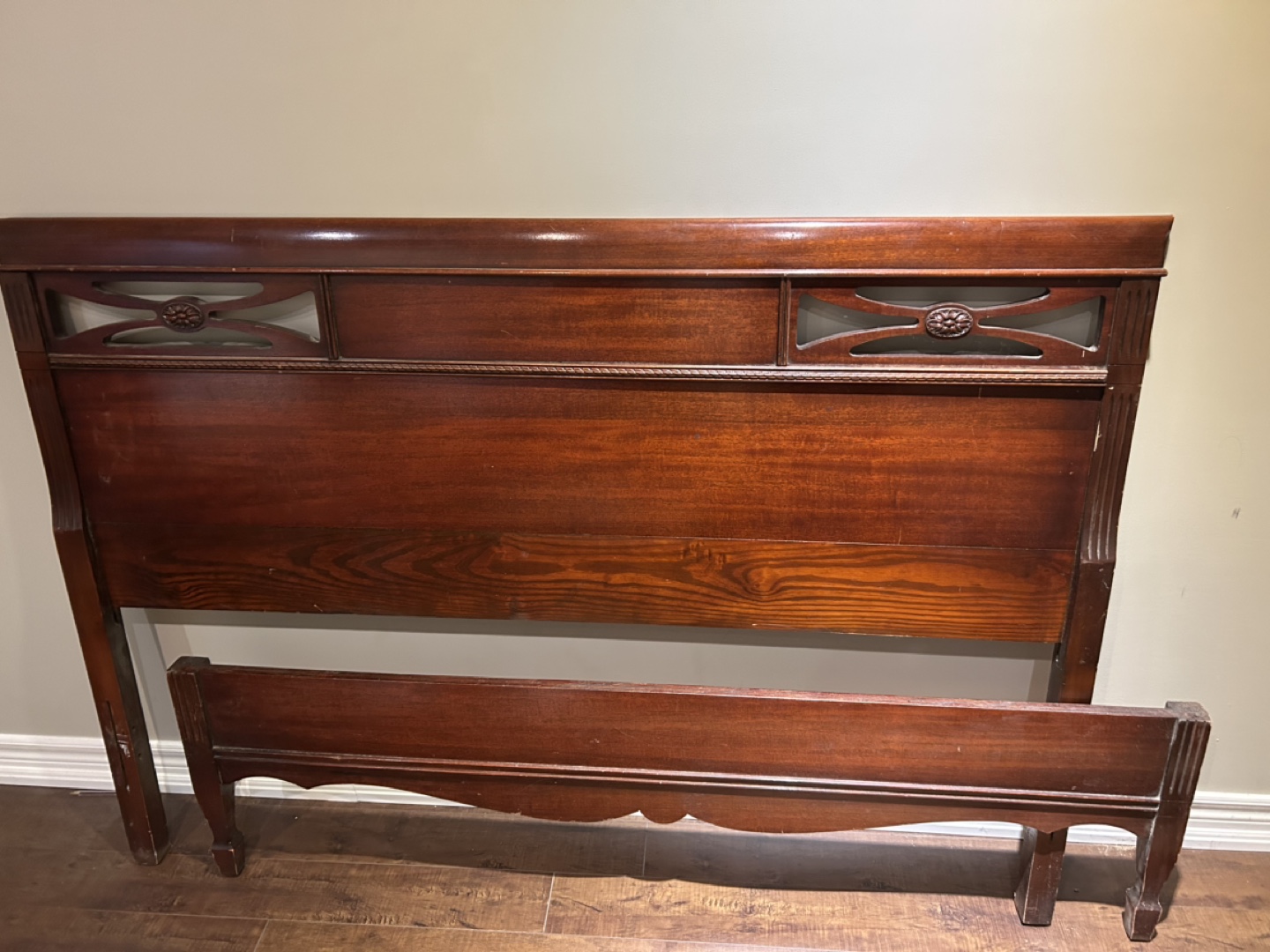 Antique Mahogany Double Bed Frame