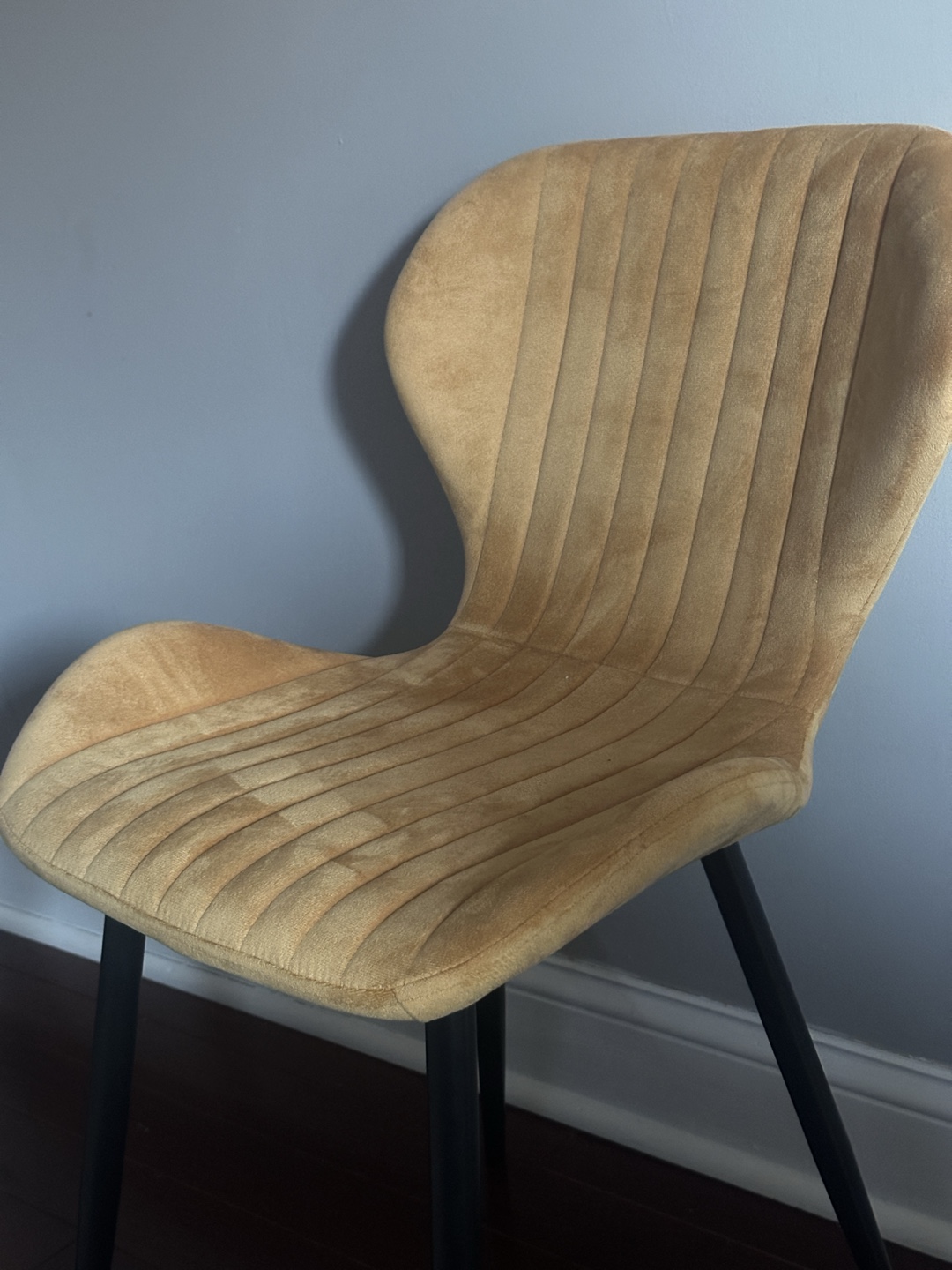 4 Chair Mustard Yellow/Gold Velvet Dining Chair with Black Legs - photo 2