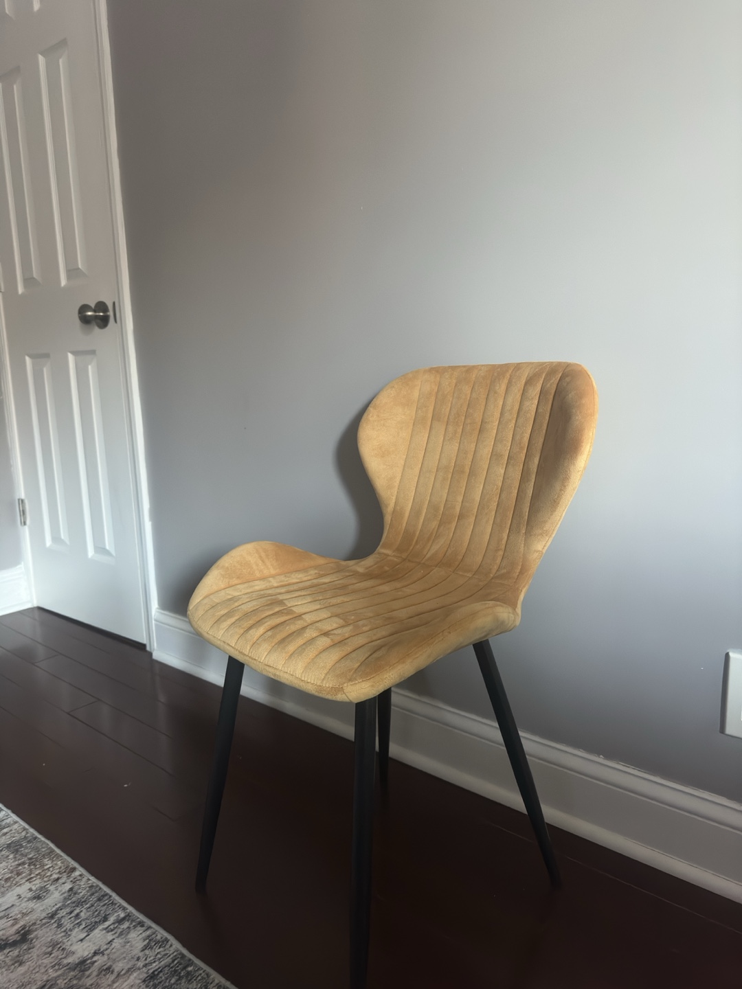 4 Chair Mustard Yellow/Gold Velvet Dining Chair with Black Legs