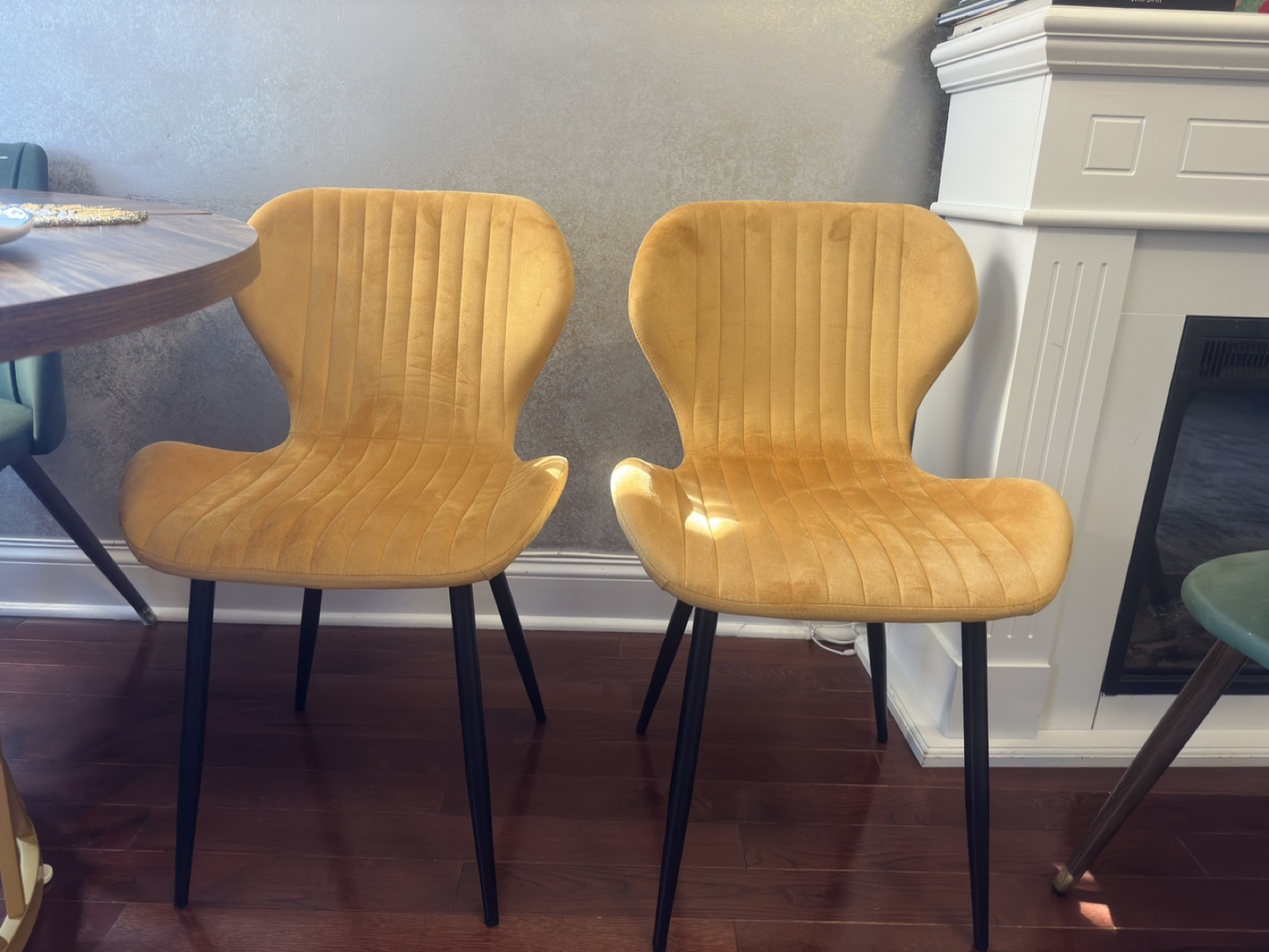 4 Chair Mustard Yellow/Gold Velvet Dining Chair with Black Legs - photo 4