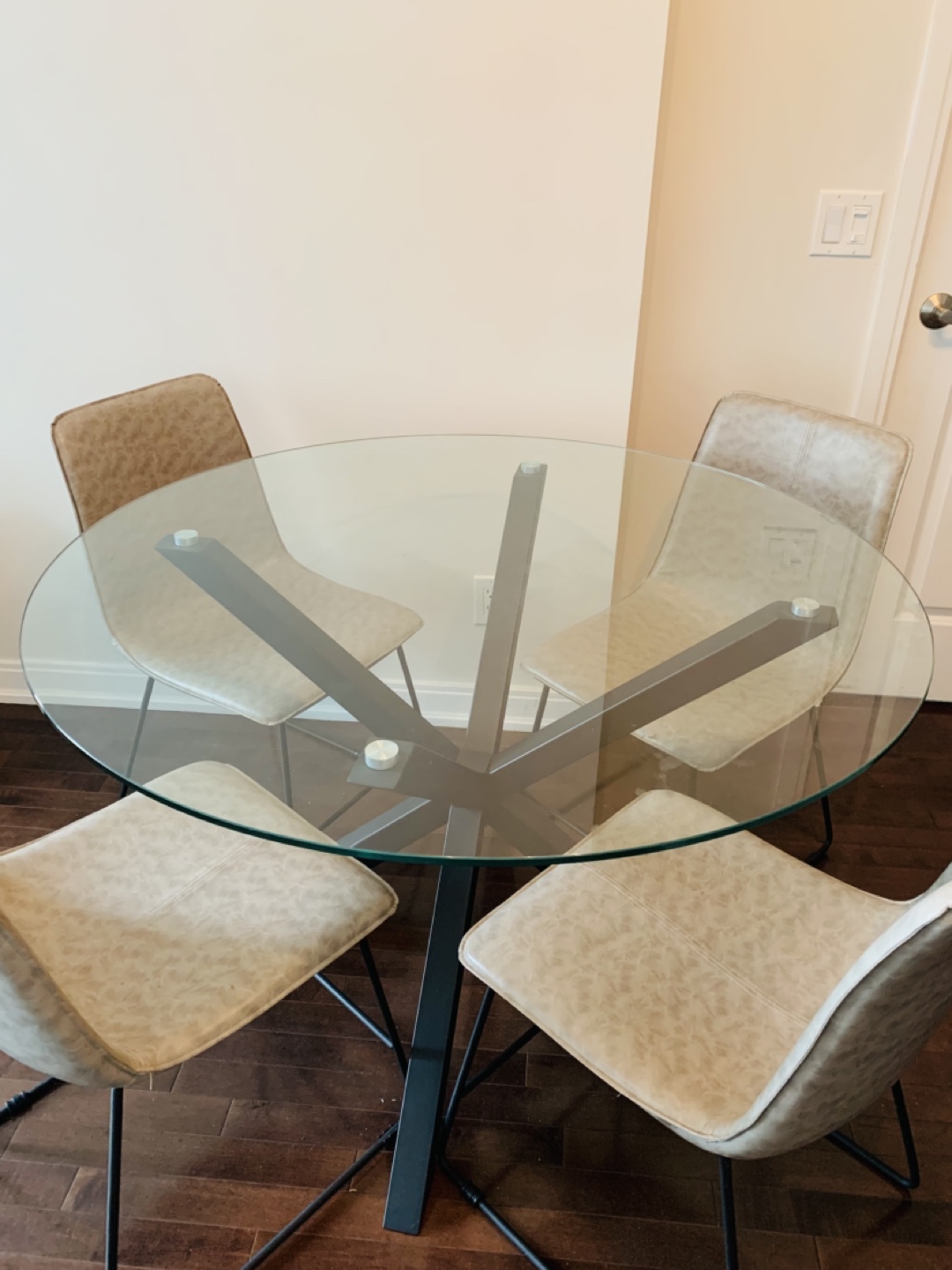 Glass Dining Table with Four Chairs