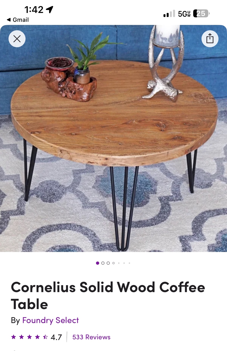 Cornelius Solid Wood Coffee Table - photo 2