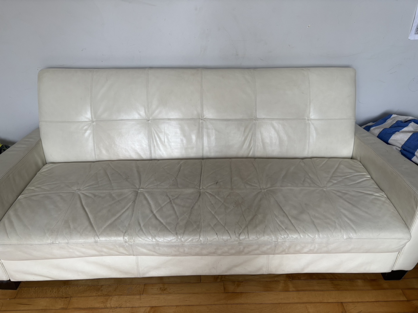 Off-white Leather Sofa and Chair Set