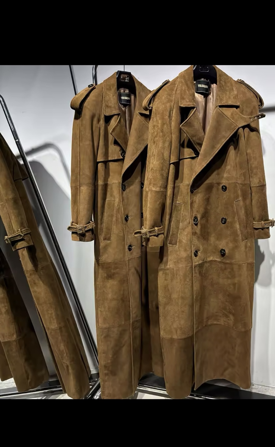 100% Genuine Suede Leather Longline Trench Coat - photo 2