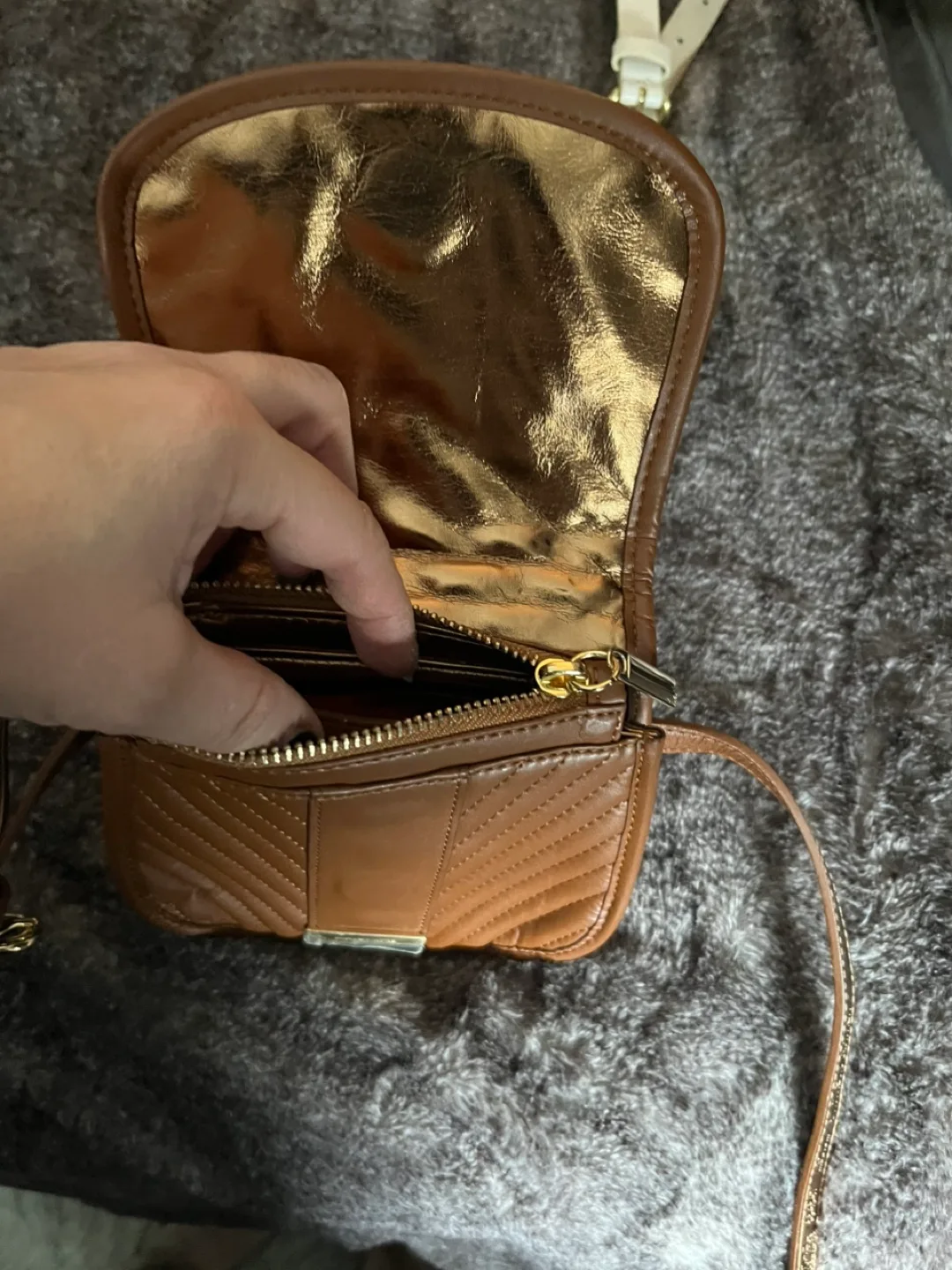 Michael Kors Brown Quilted Leather Crossbody Bag image indicator(3)