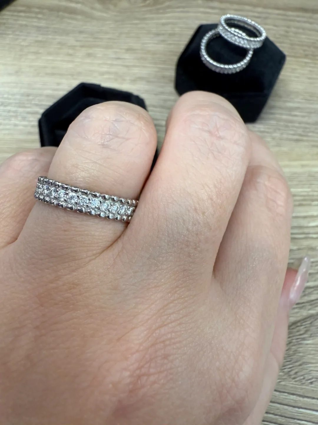 Gorgeous Silver moissanite Eternity Rings image indicator(2)