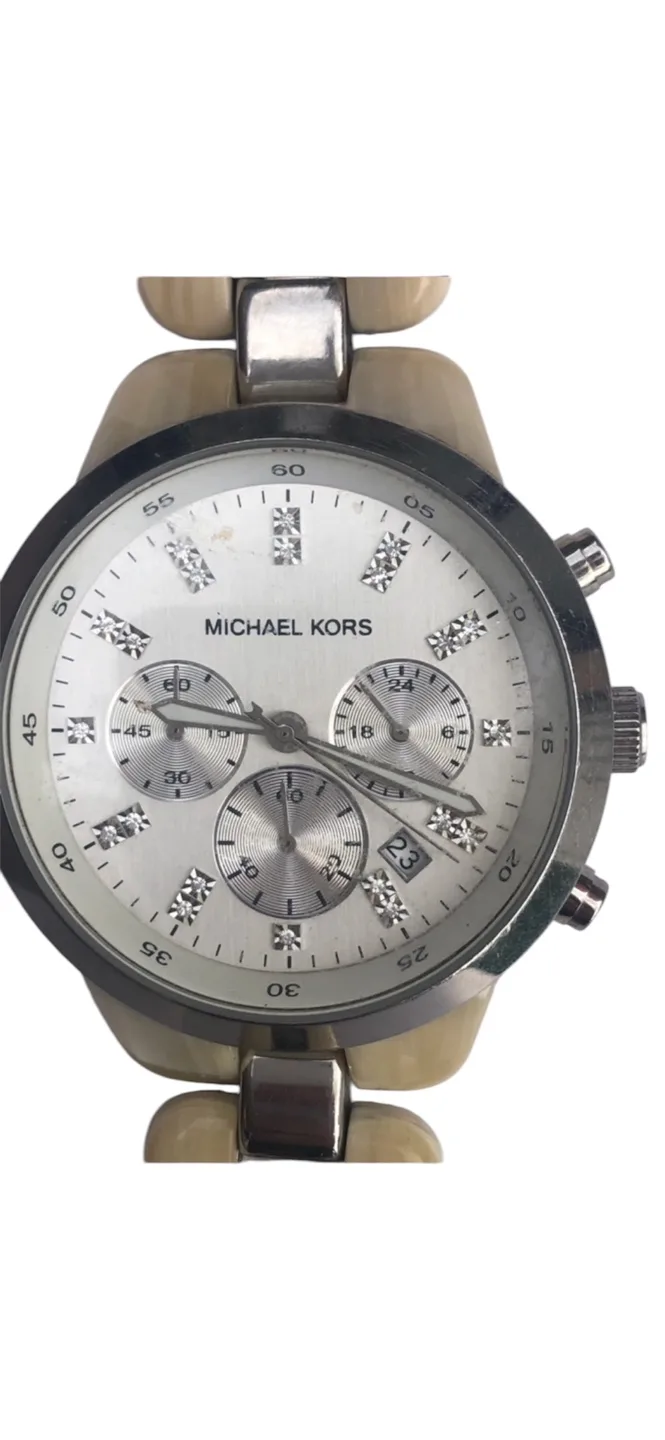 Michael Kors Chronograph Watch with Beige Resin Bracelet image indicator(2)