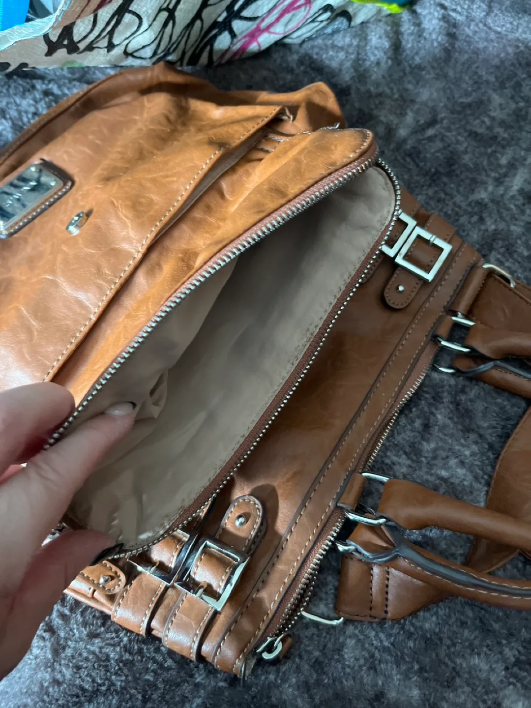 Nine West Brown Leather Tote Bag image indicator(4)