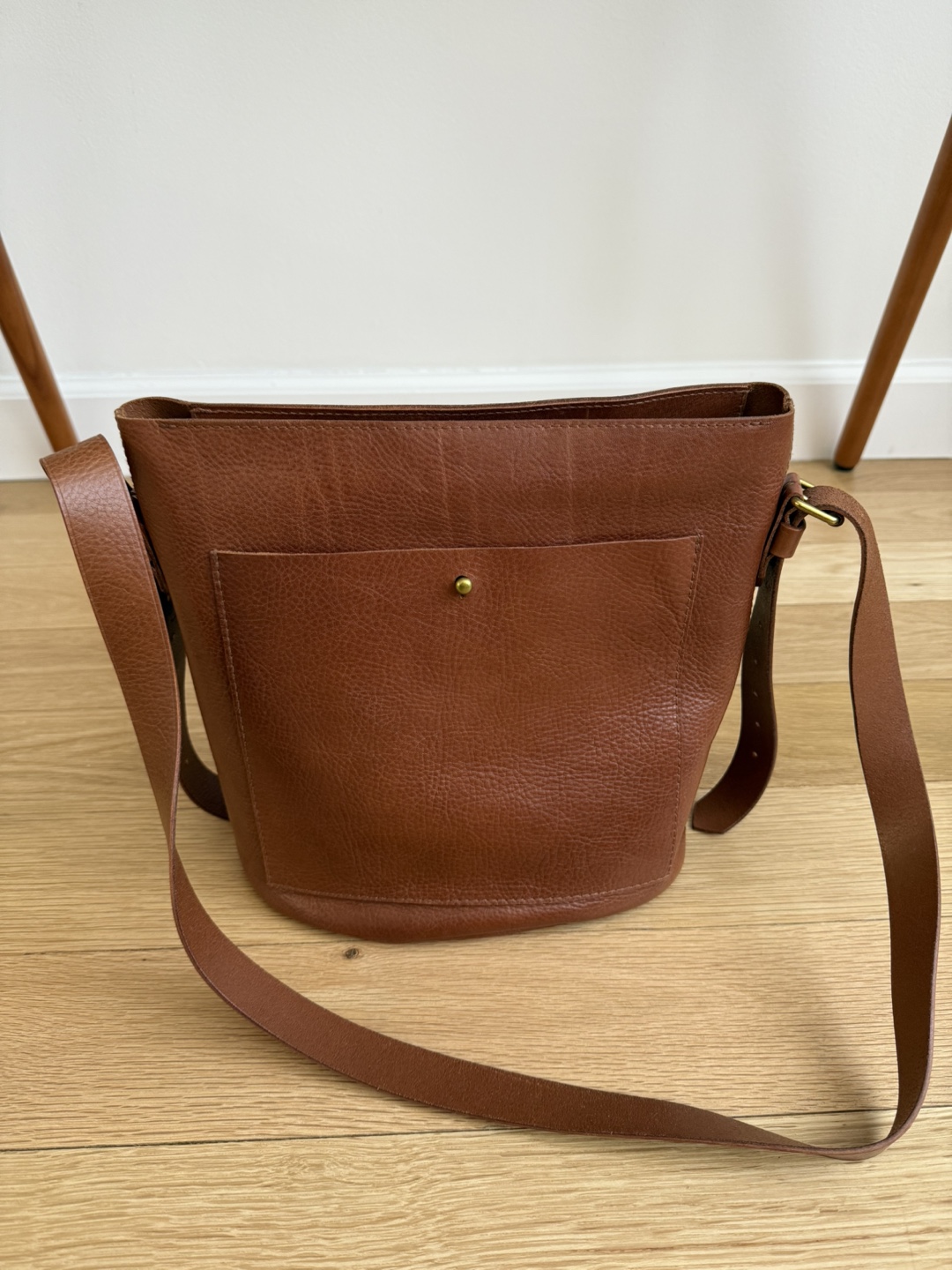 “Madewell” Leather Crossbody Bucket Bag