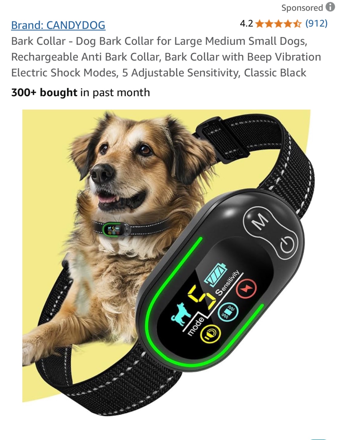 CANDYDDOG Rechargeable Anti-Bark Collar for Dogs