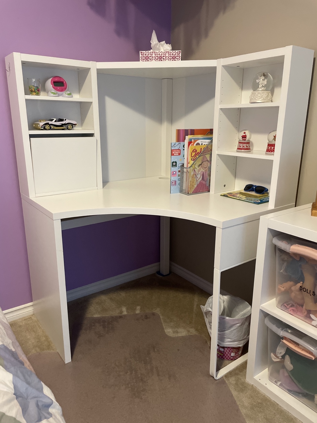 White Corner Desk with Shelves