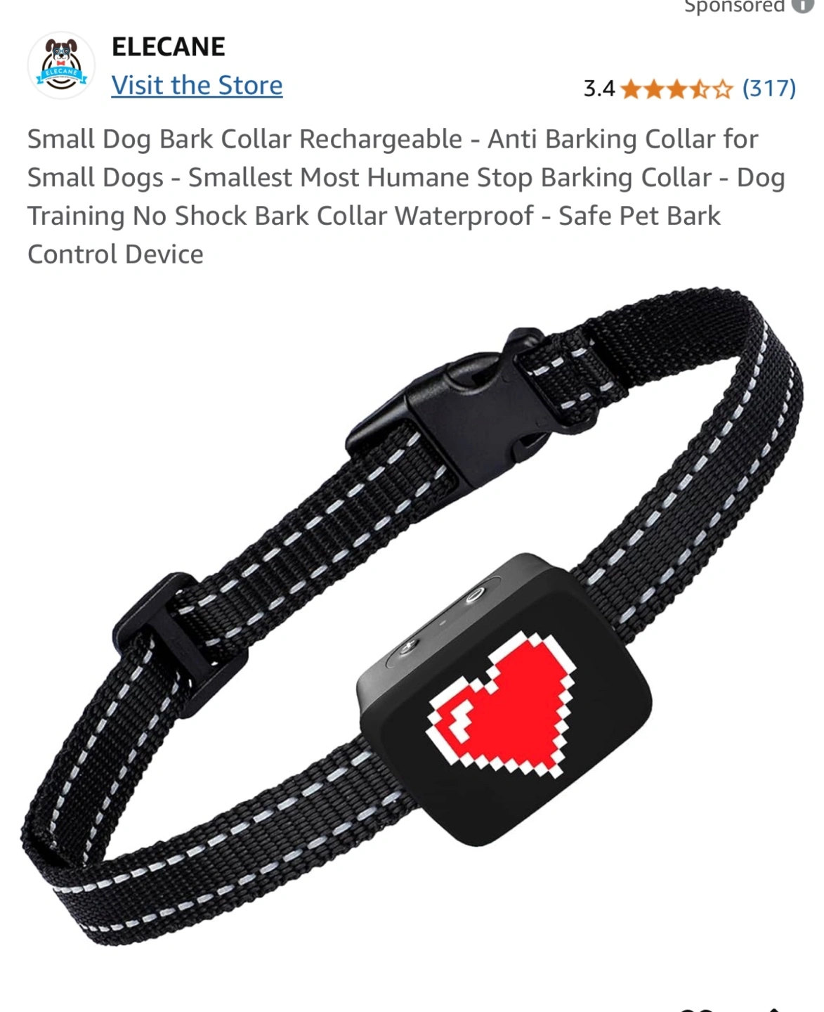 Elecane Tiny Smart Bark Collar Small Dog Karrot