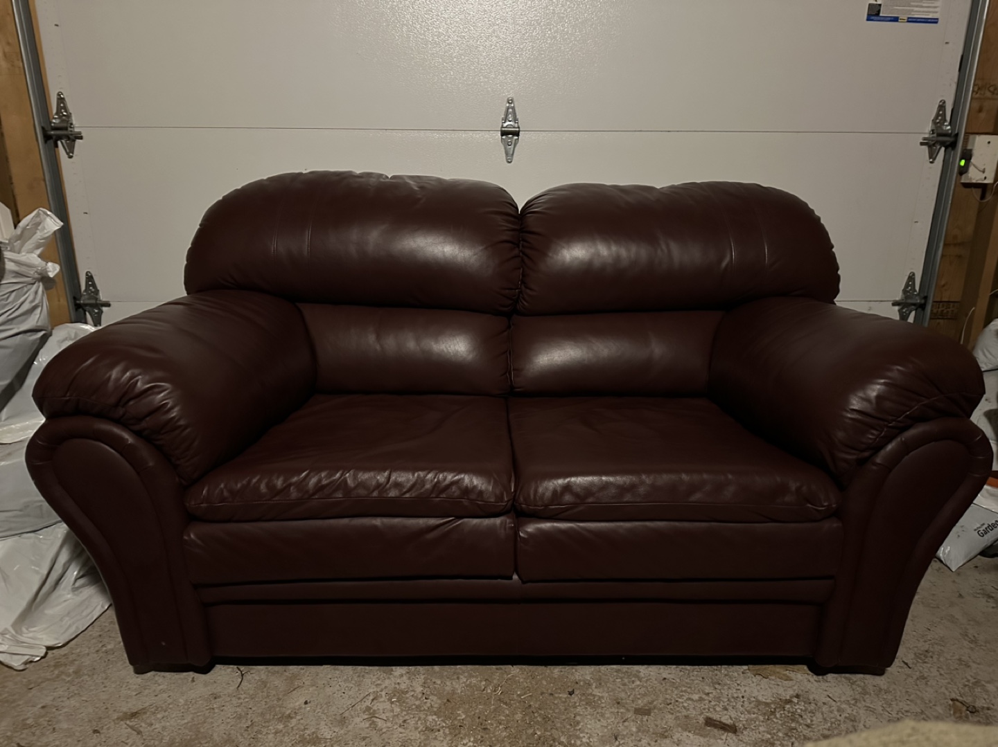 Red Velvet Leather Loveseat(EXCELLENT CONDITION)