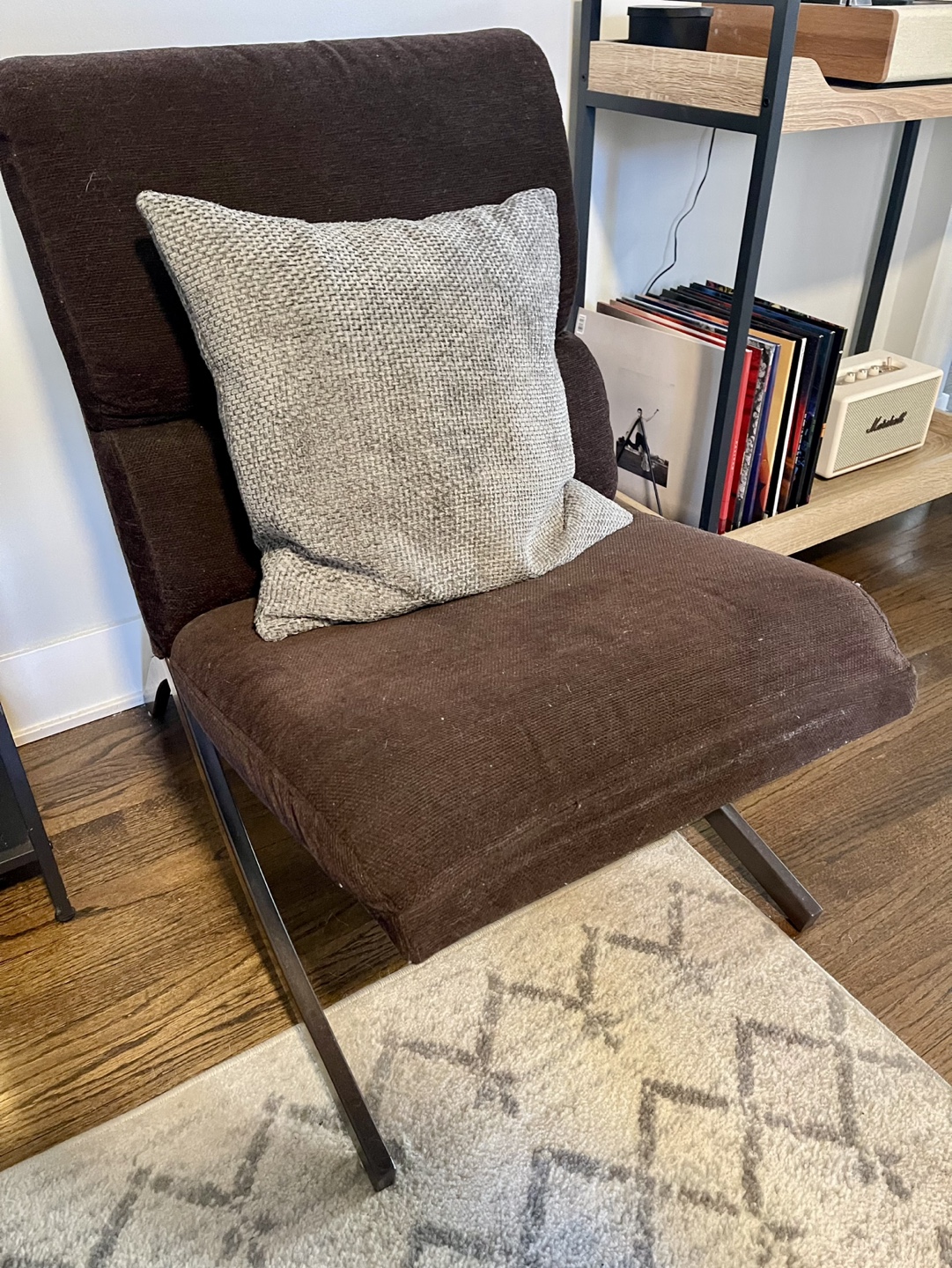Modern Brown Accent Chair with Metal Legs