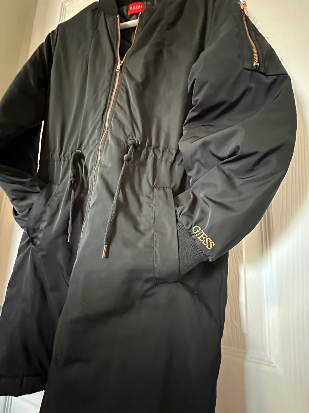 GUESS Black Longline Bomber Jacket image indicator(3)