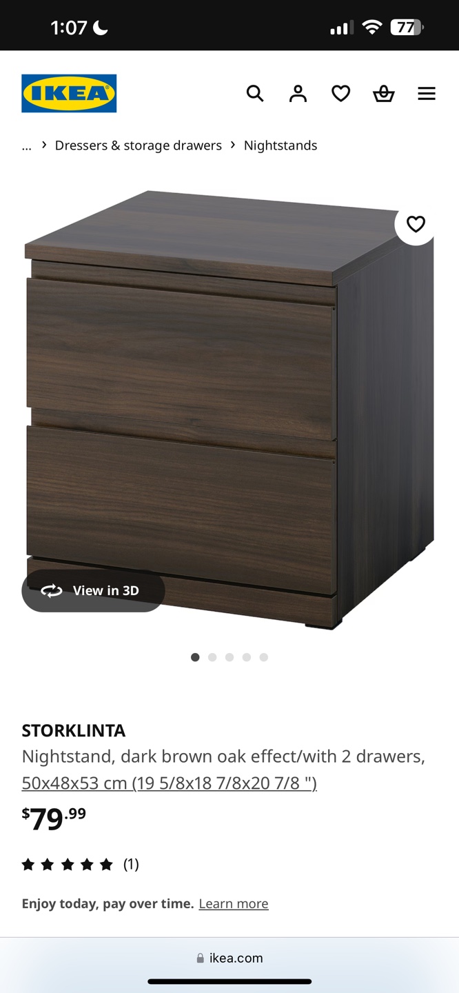 IKEA STORKLINTA Nightstand - Dark Brown