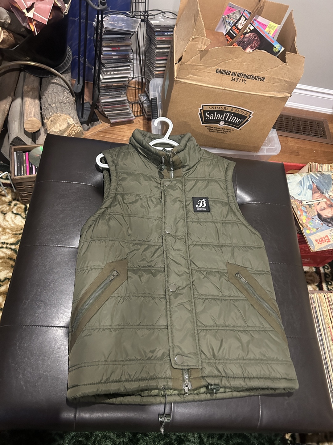 Men's Olive Green Puffer Vest
