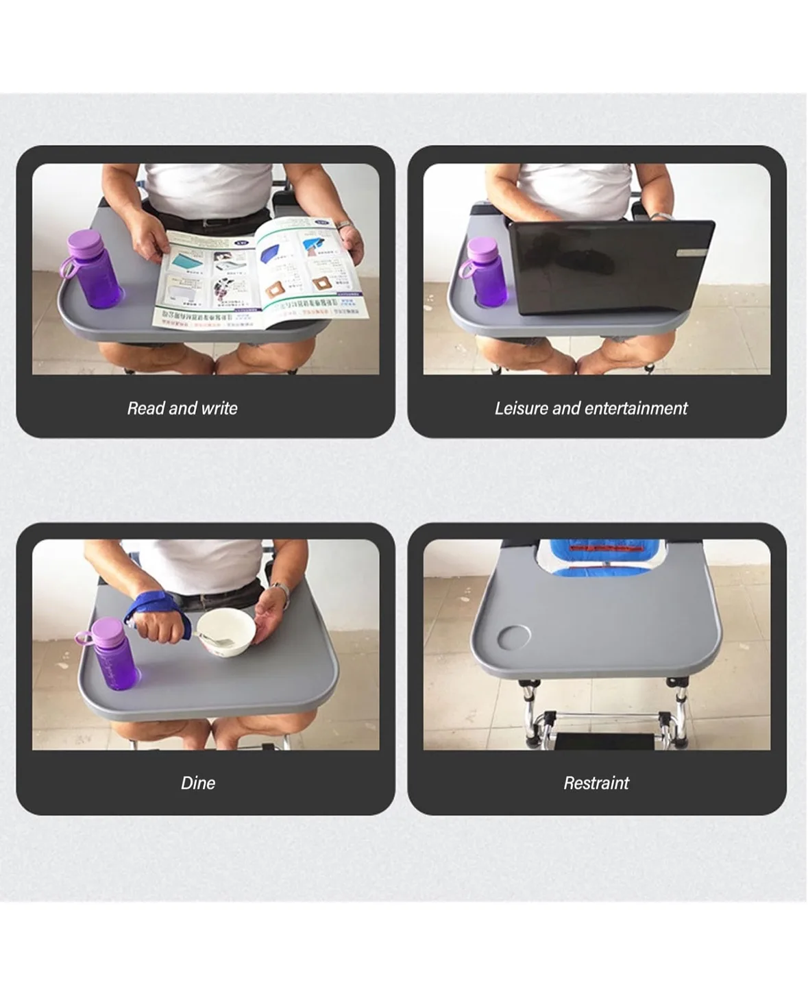 White Plastic Overbed Table with Cup Holders image indicator(2)