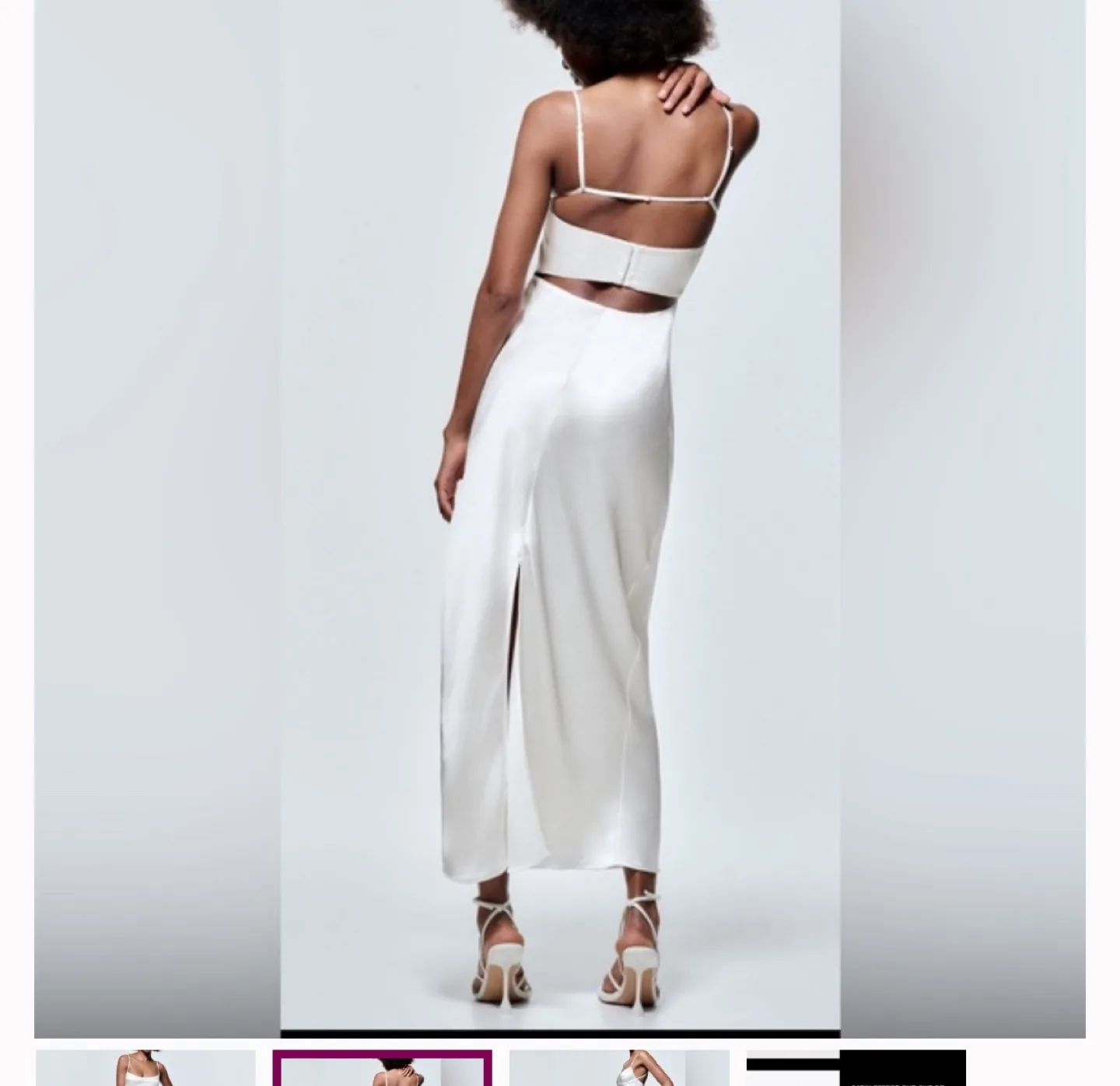 Zara Join Life White Satin Midi Slip Dress - Size Large image indicator(2)