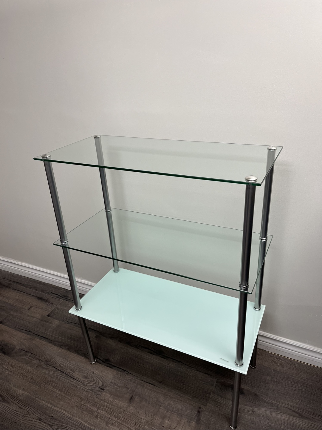 Three-Tier Glass Shelf with Chrome Frame