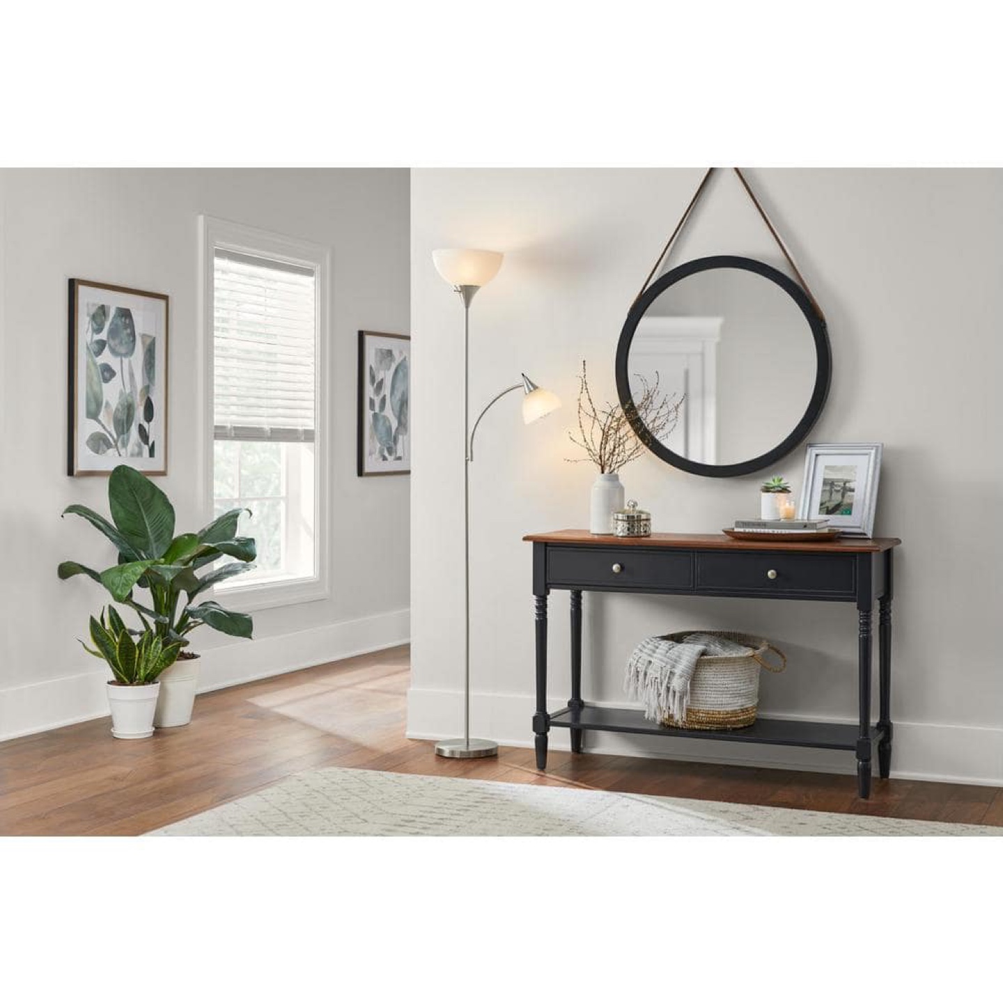 Two-light floor lamp, silver finish - photo 2