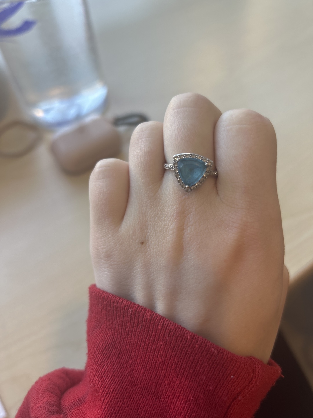 Blue Triangular Gemstone Ring