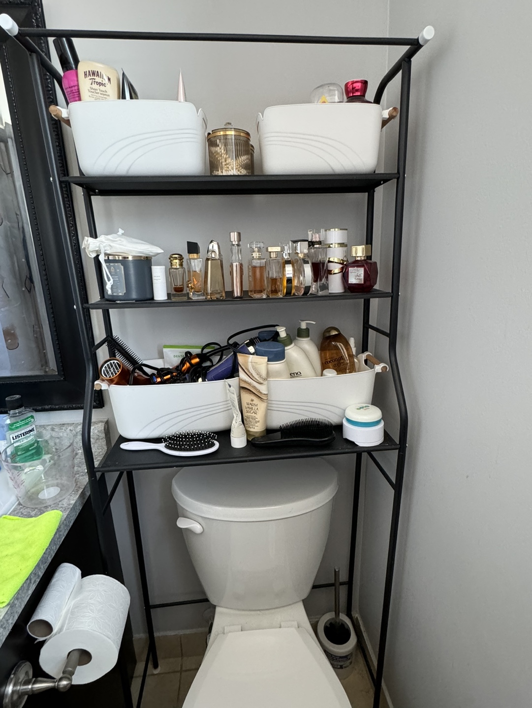 Black Metal Over-the-Toilet Bathroom Storage Rack - photo 2