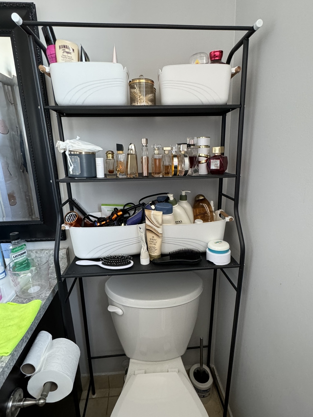 Black Metal Over-the-Toilet Bathroom Storage Rack