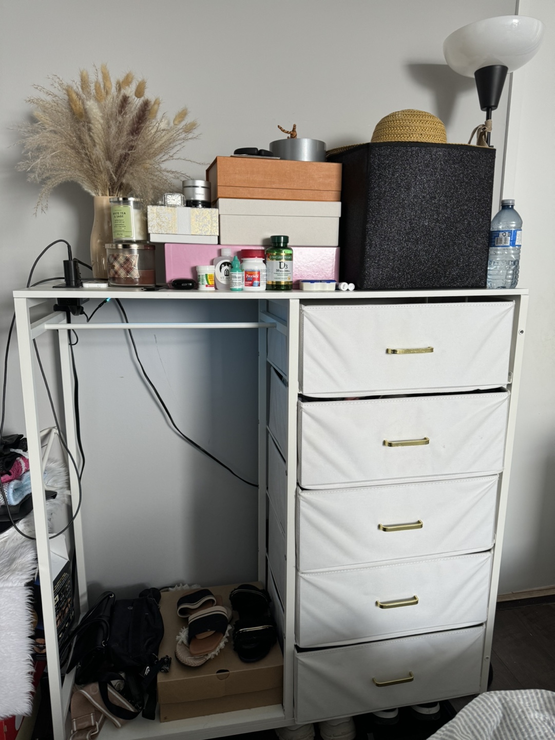 White Rolling Storage Organizer with LED Light