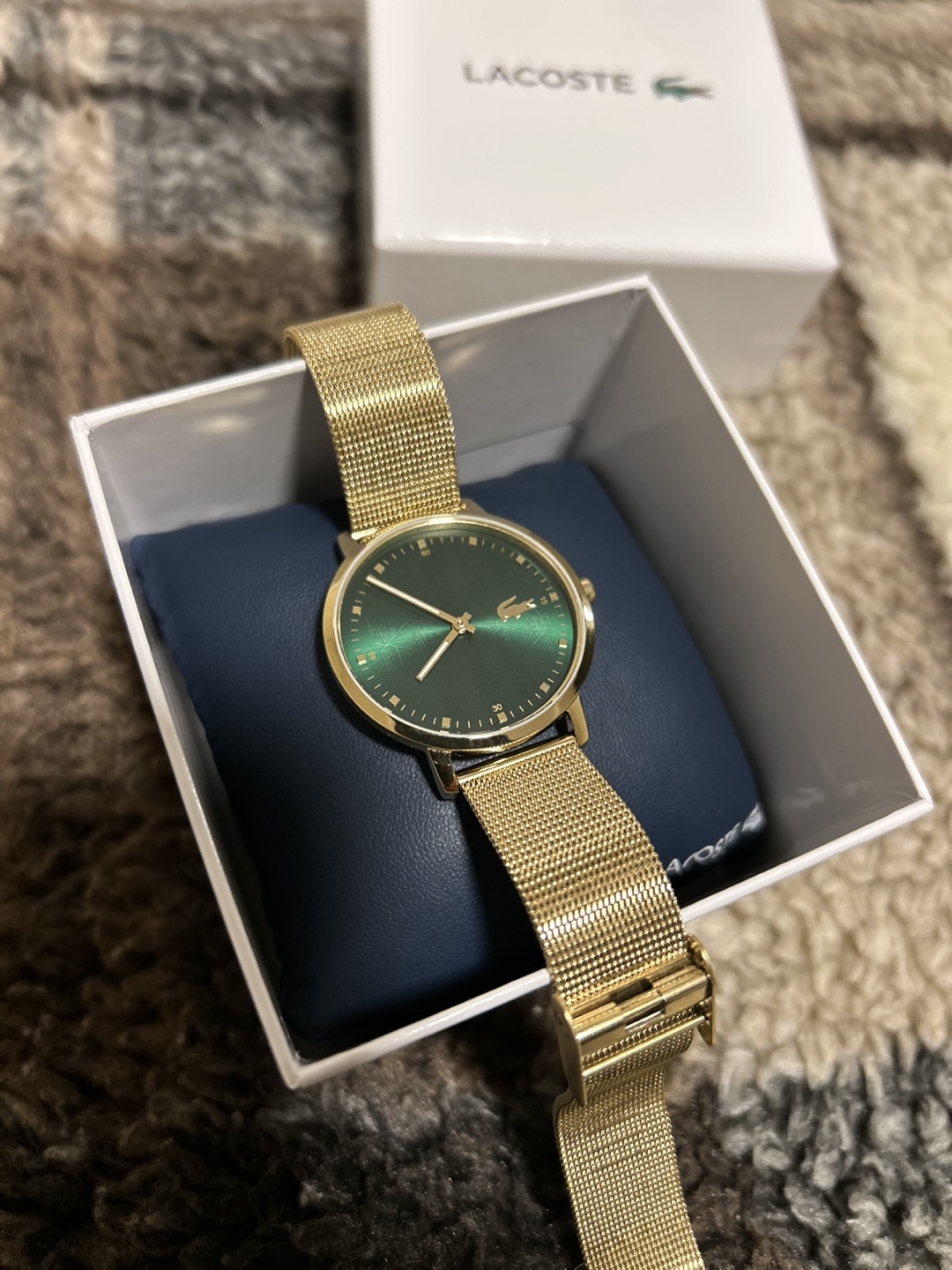 Lacoste Women's Watch - Gold Mesh Band, Green Face