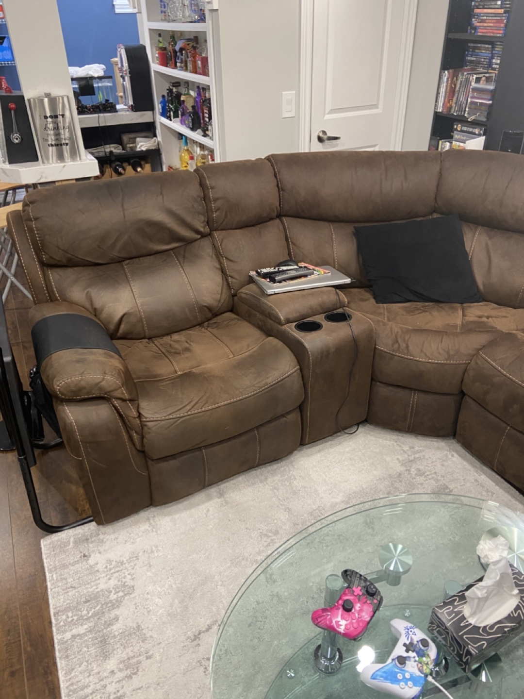 Brown Reclining Sectional Sofa - photo 2