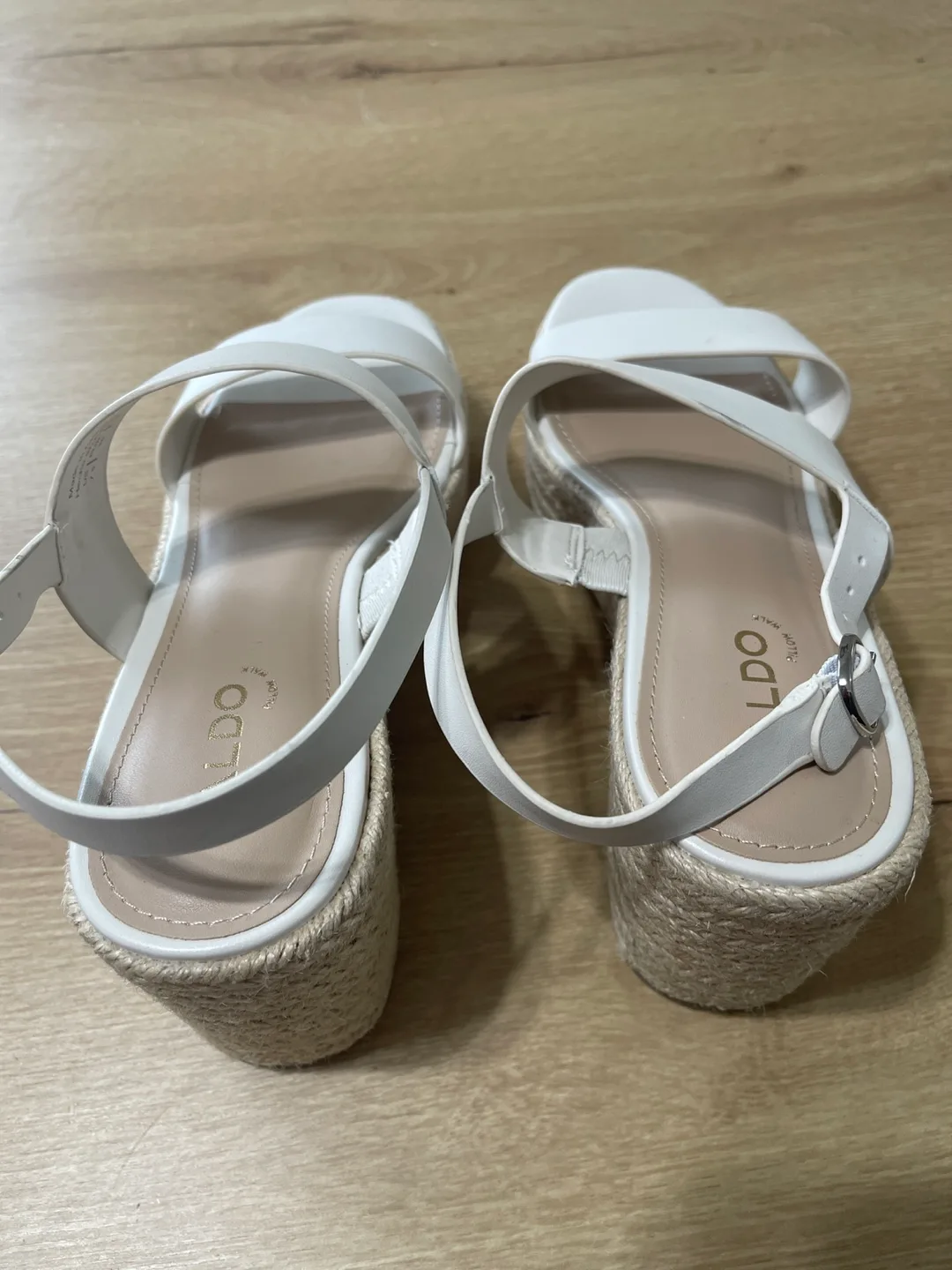 Aldo White Wedge Sandals thumbnail