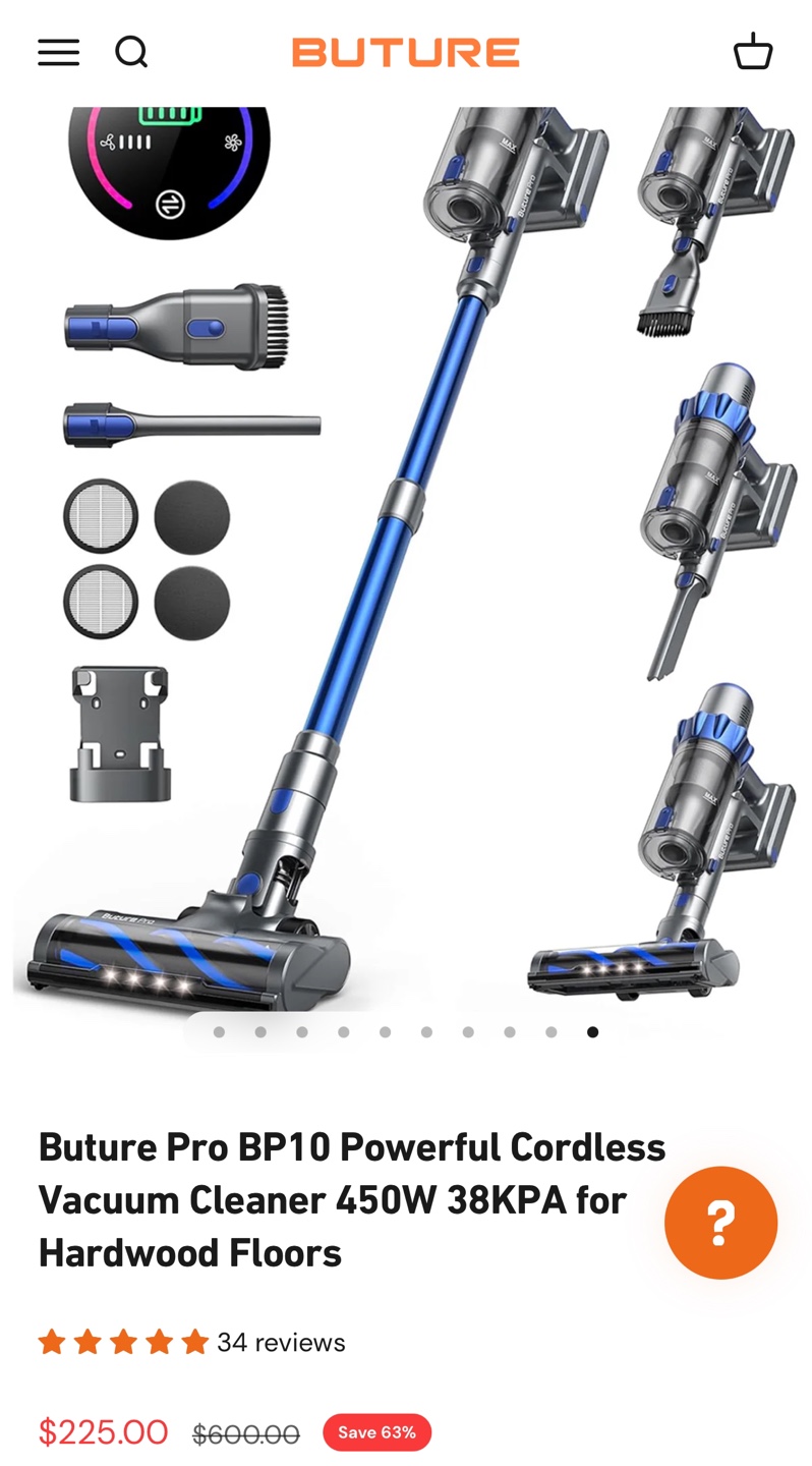 Brand-New Buture Pro BP10 Cordless Vacuum Cleaner