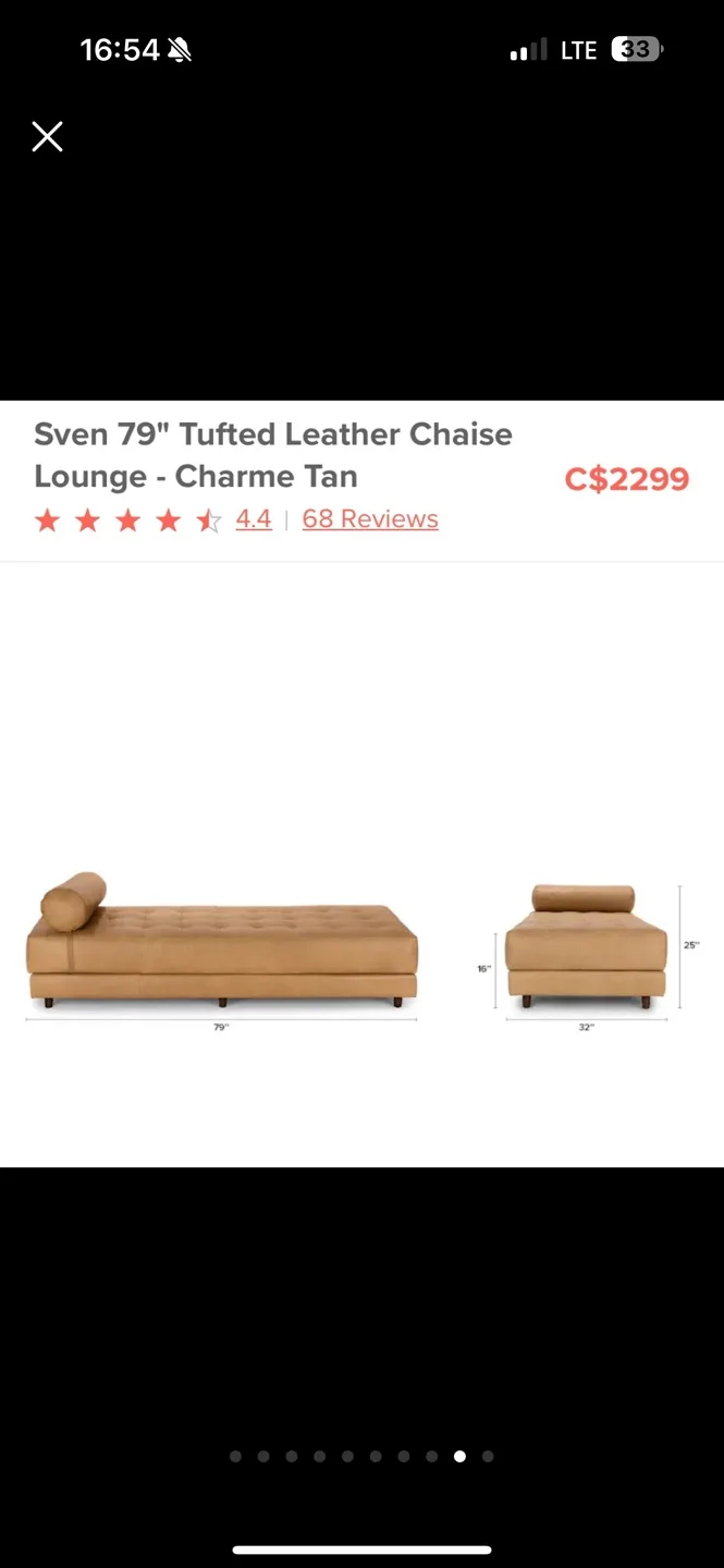 NEGOTIABLE SOFA Tufted LEATHER Chaise Lounge image indicator(6)