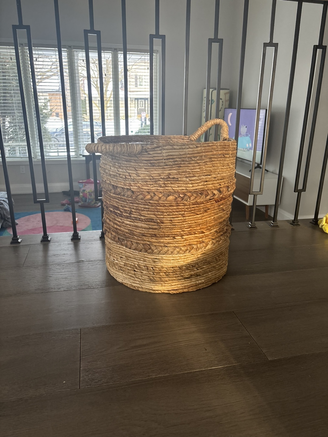 Large Woven Seagrass Basket with Handles