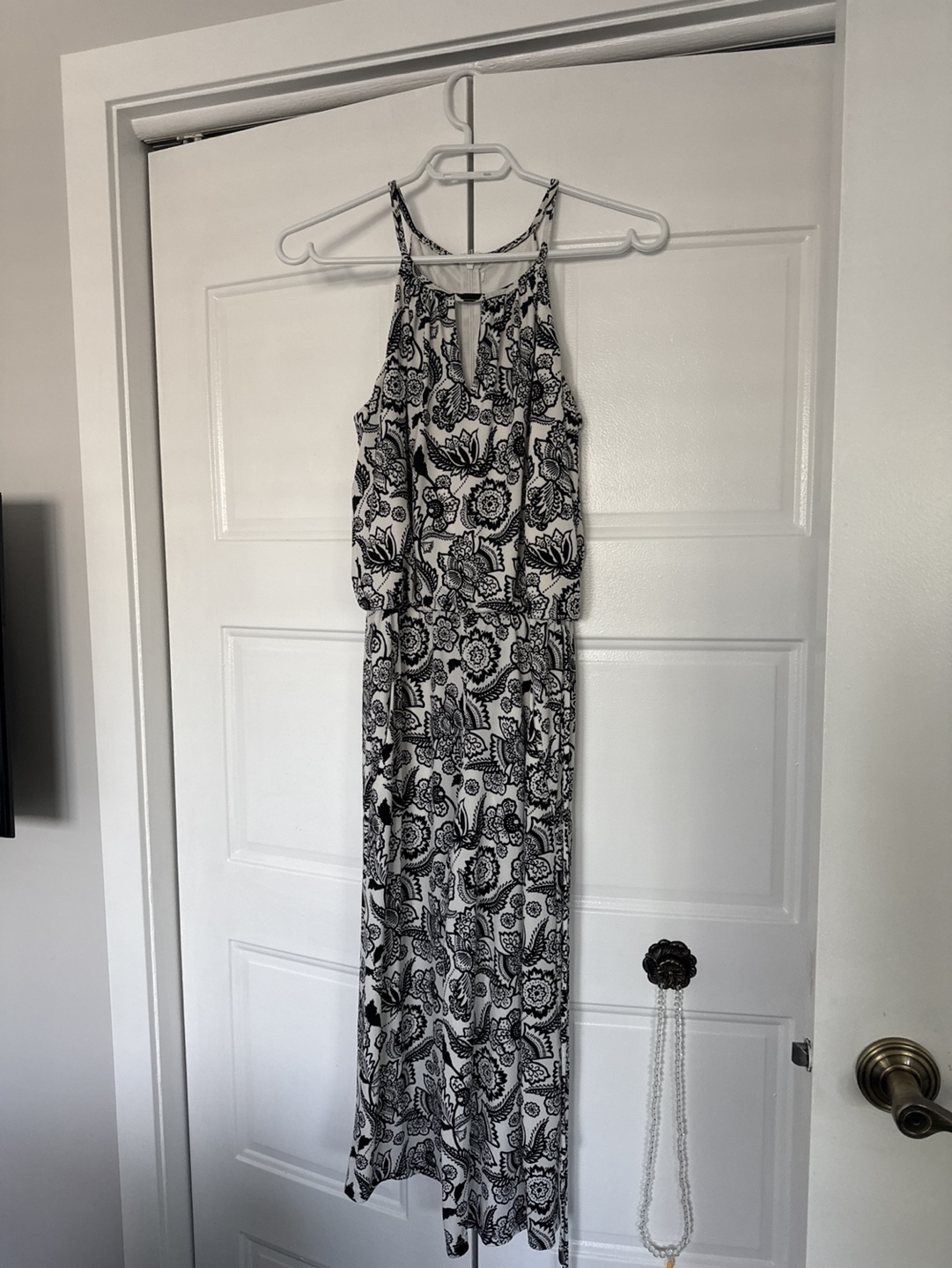 Black and White Floral Maxi jumpsuit Dress
